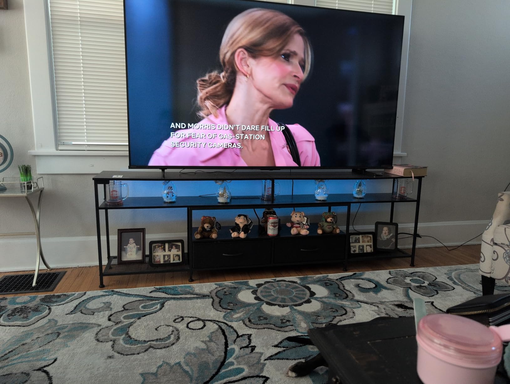 Huuger 79 Inch LED TV Stand with Power Outlets for 85 90 Inch TV customer photo 1