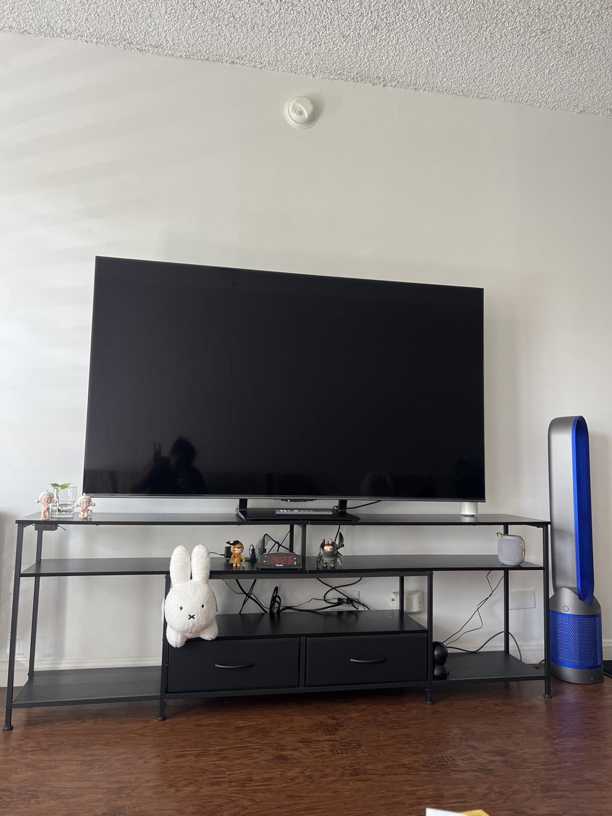 Huuger 79 Inch LED TV Stand with Power Outlets for 85 90 Inch TV customer photo 2