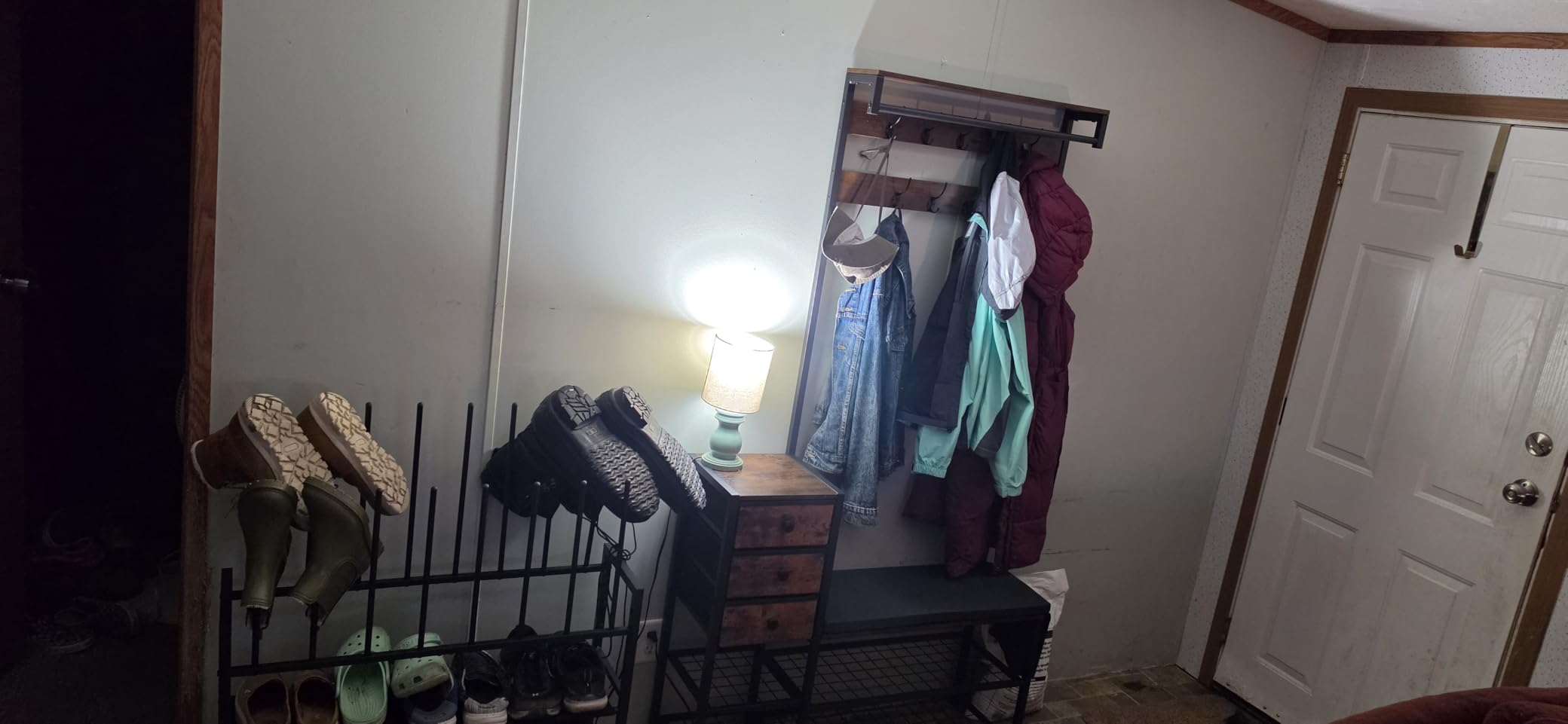 Itaar Coat Rack, Hall Tree with Bench and Shoe Storage, 7-in-1 Entryway Bench with Soft Cushion, Storage Bag, 3 Fabric Drawers(Rustic Brown) customer photo 2
