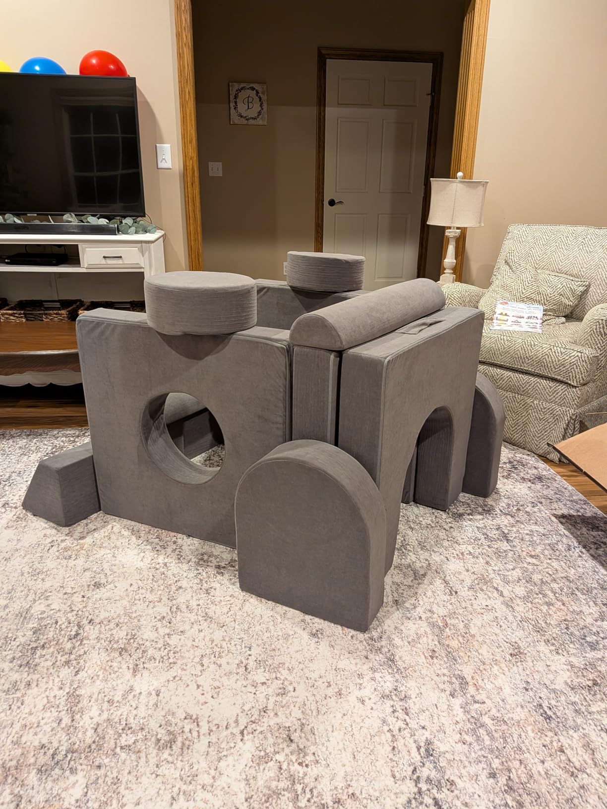 Toddler Couch, 12-Piece Modular Kids Play Couch for Bedroom, Grey customer photo 1