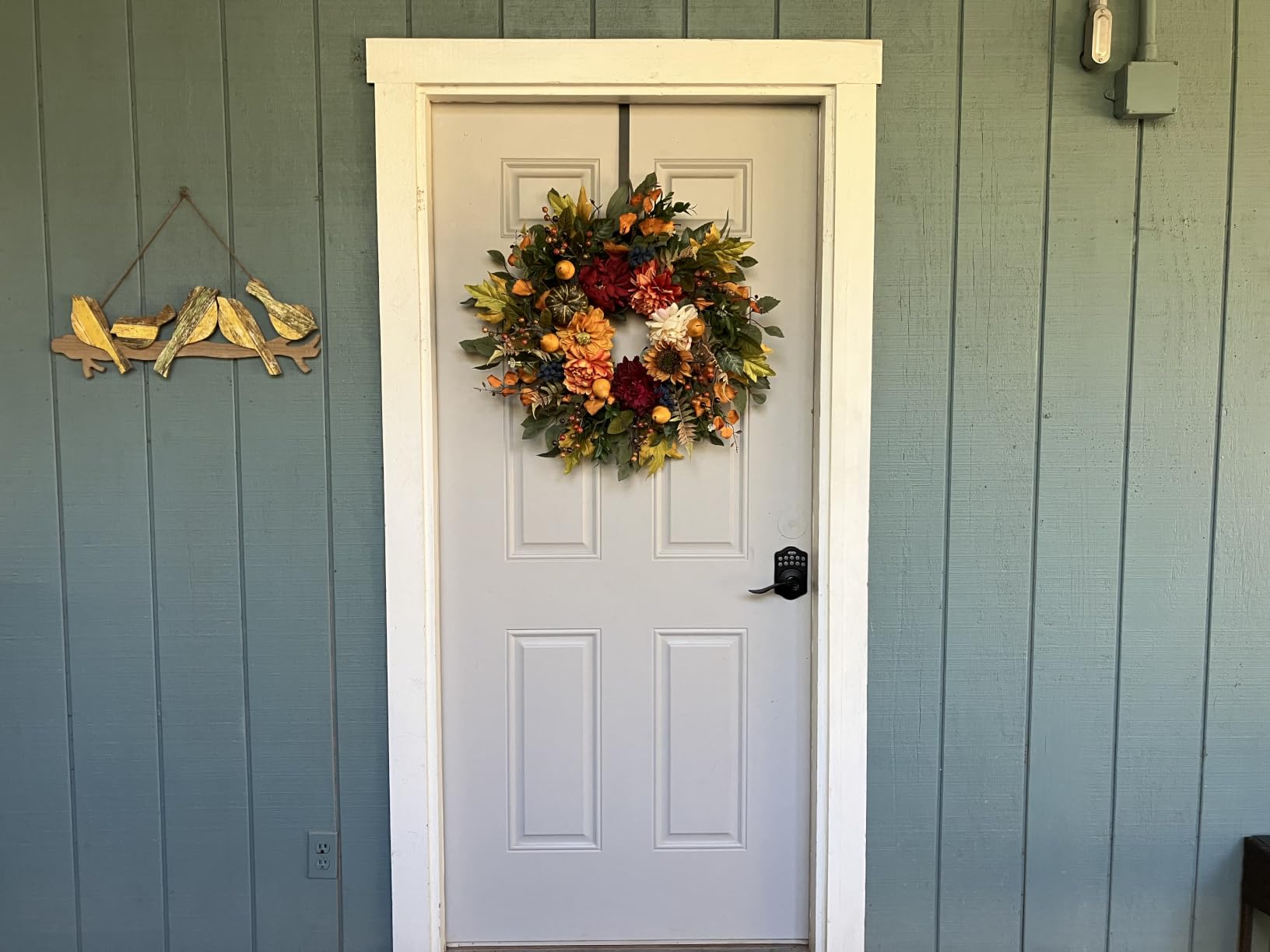 Pinkpuii 24 Inch Harvest Fall Wreaths for Front Door Outside,Porch,Entryway | Artificial Silk Autumn Wreath with Peony Dahlia Pumpkin Sunflower Pear-Indoor Outdoor Thanksgiving Halloween Door Decorations customer photo 1