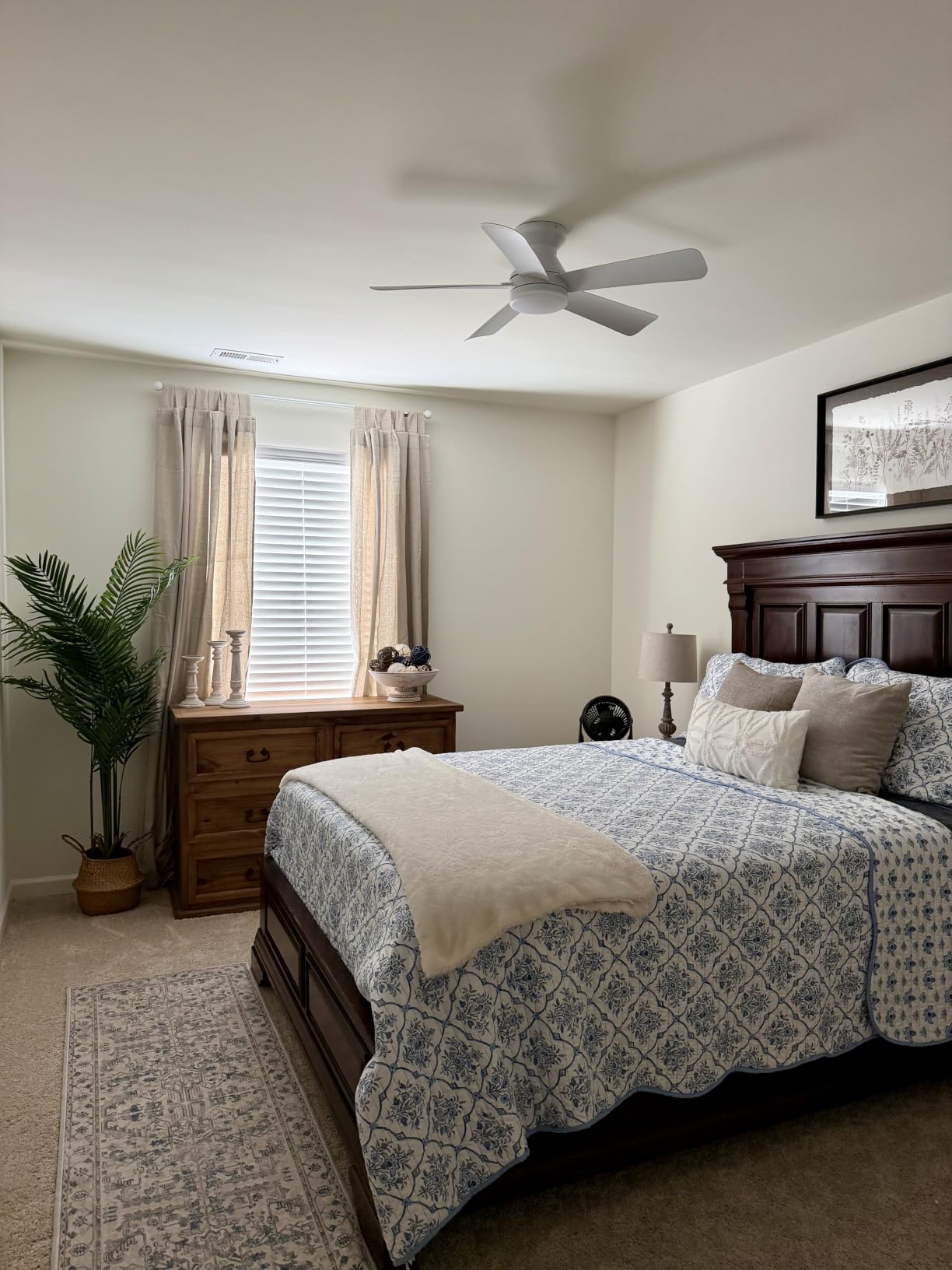 Depuley Modern Ceiling Fan with Light: 42-Inch Black Small Fans for Bedroom Indoor Outdoor - Dimmable Low Profile Ceiling Fans with Remote Control Flush Mount 5 Reversible Black Blades 6 Speeds Timer customer photo 1