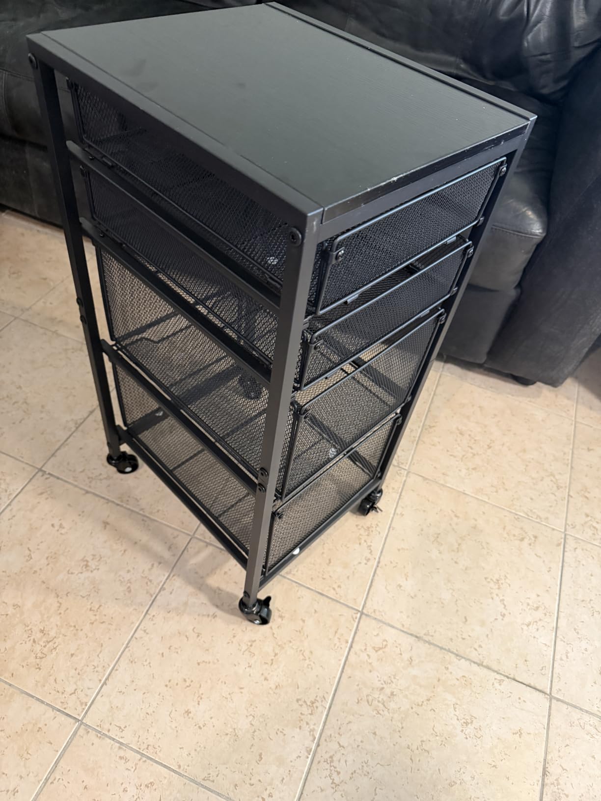 Rolling Cart with Drawers, 4-Drawer Storage Cart on Wheels with Wooden Top, Metal Utility Cart with Storage Drawers, Craft Storage Art Cart for Classroom, Office, Kitchen, Bedroom customer photo 1