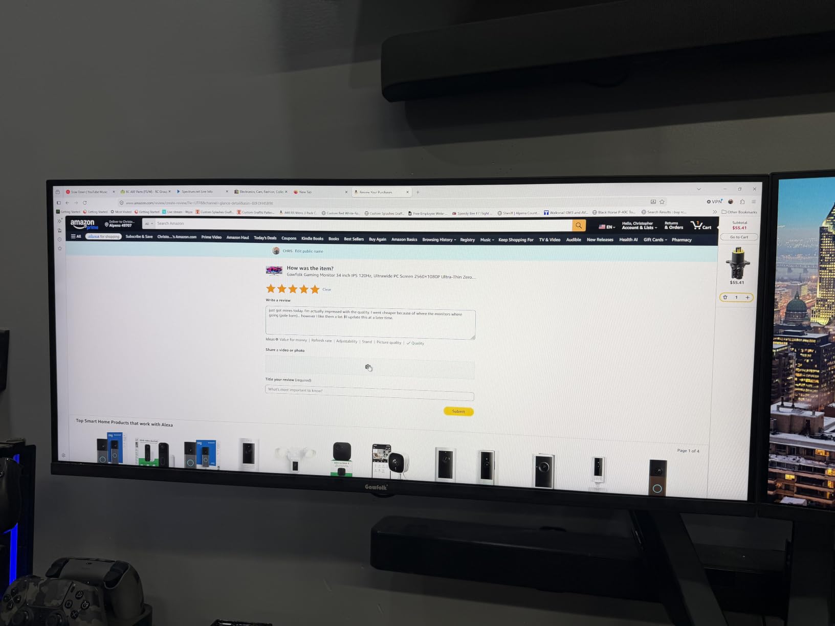 Gawfolk Gaming Monitor 34 inch IPS 120Hz, Ultrawide PC Screen 2560x1080P customer photo 2