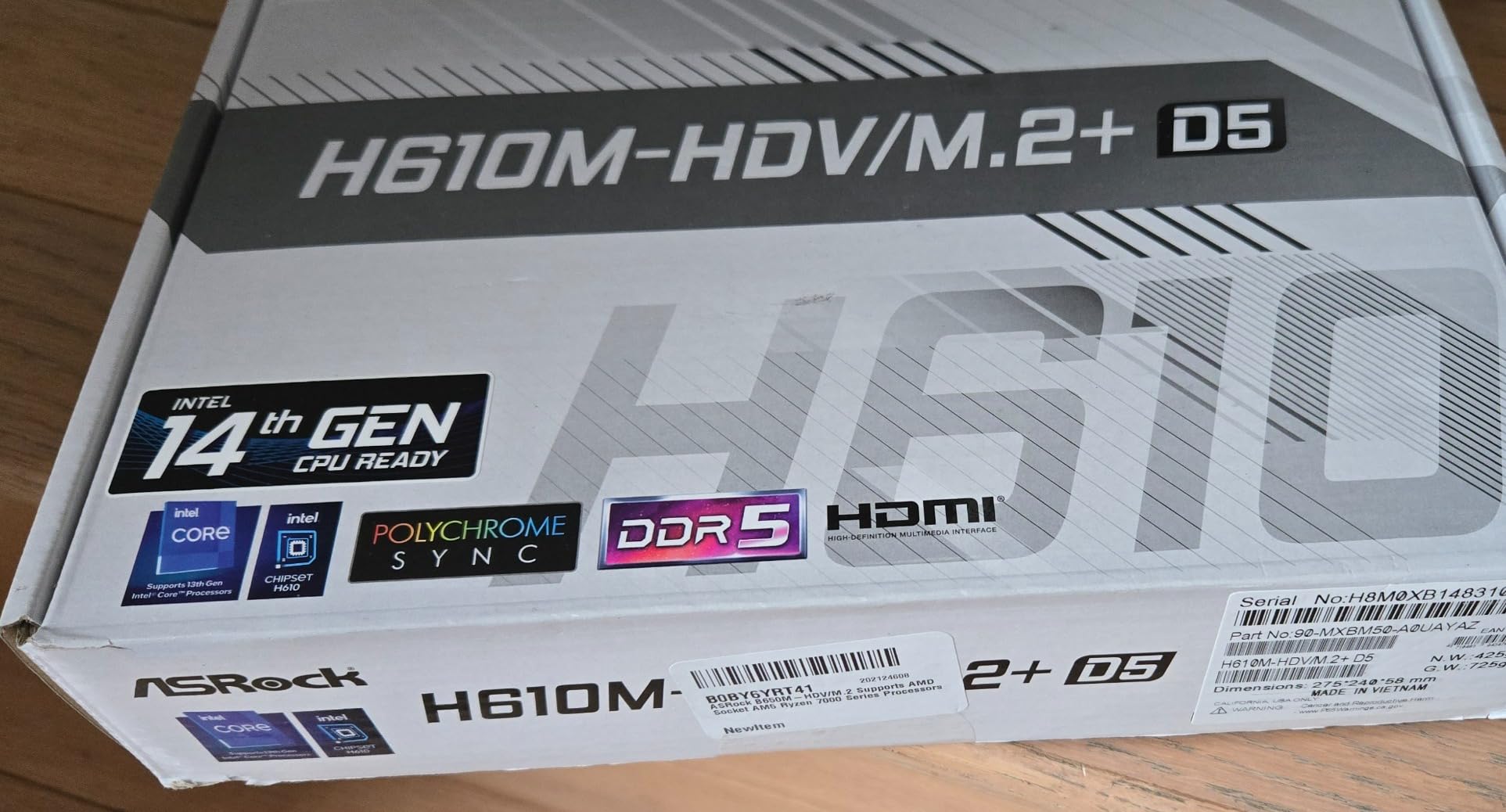 ASRock B650M-HDV M.2 White Micro-ATX AM5 Motherboard, AMD Ryzen 9000/8000/7000, PCIe 5.0 x16, DDR5 8200+(OC), Dual M.2 (Gen5/Gen4), USB 3.2 Type-C, 2.5G LAN customer photo 2