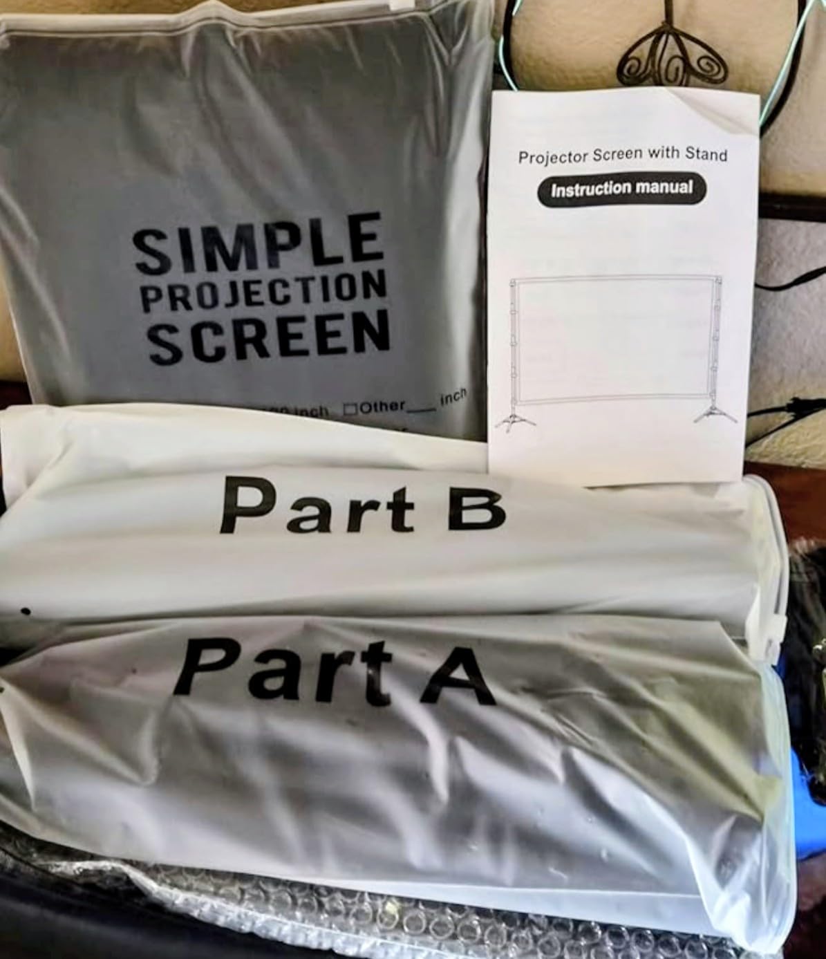 120 Inch Outdoor Projector Screen with Stand, Black Backing Screen customer photo 1