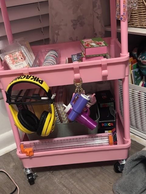 SUNALLY 3 Tier Rolling Cart with Drawer, Craft Storage Cart Organizer, Black | Bathroom Storage Organizer with 2 Lockable Wheels, Rolling Utility Cart for Kitchen, Office, Baby, Makeup, Nail, Snack, Laundry customer photo 2