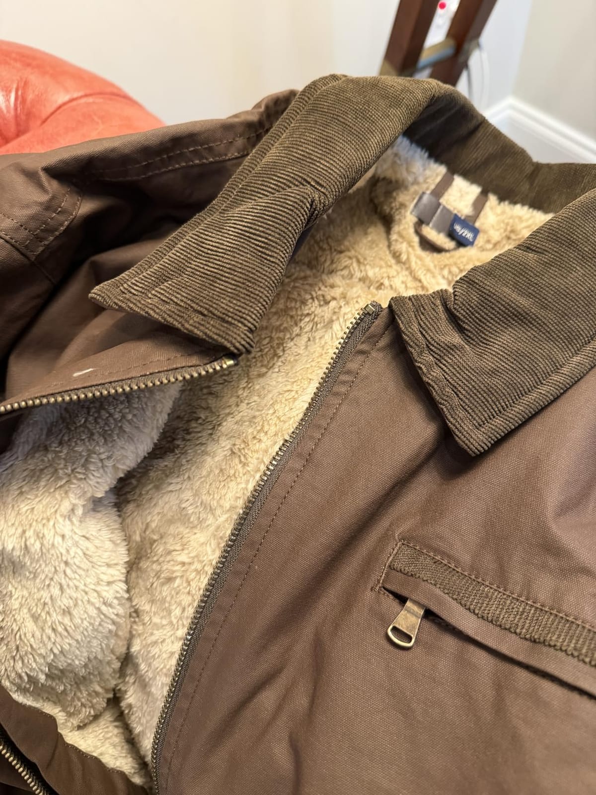 Mr.Stream Men's Waxed Cotton Duck Canvas Water-Repellent Sherpa Lined Fleece Front-Zip Jackets customer photo 2