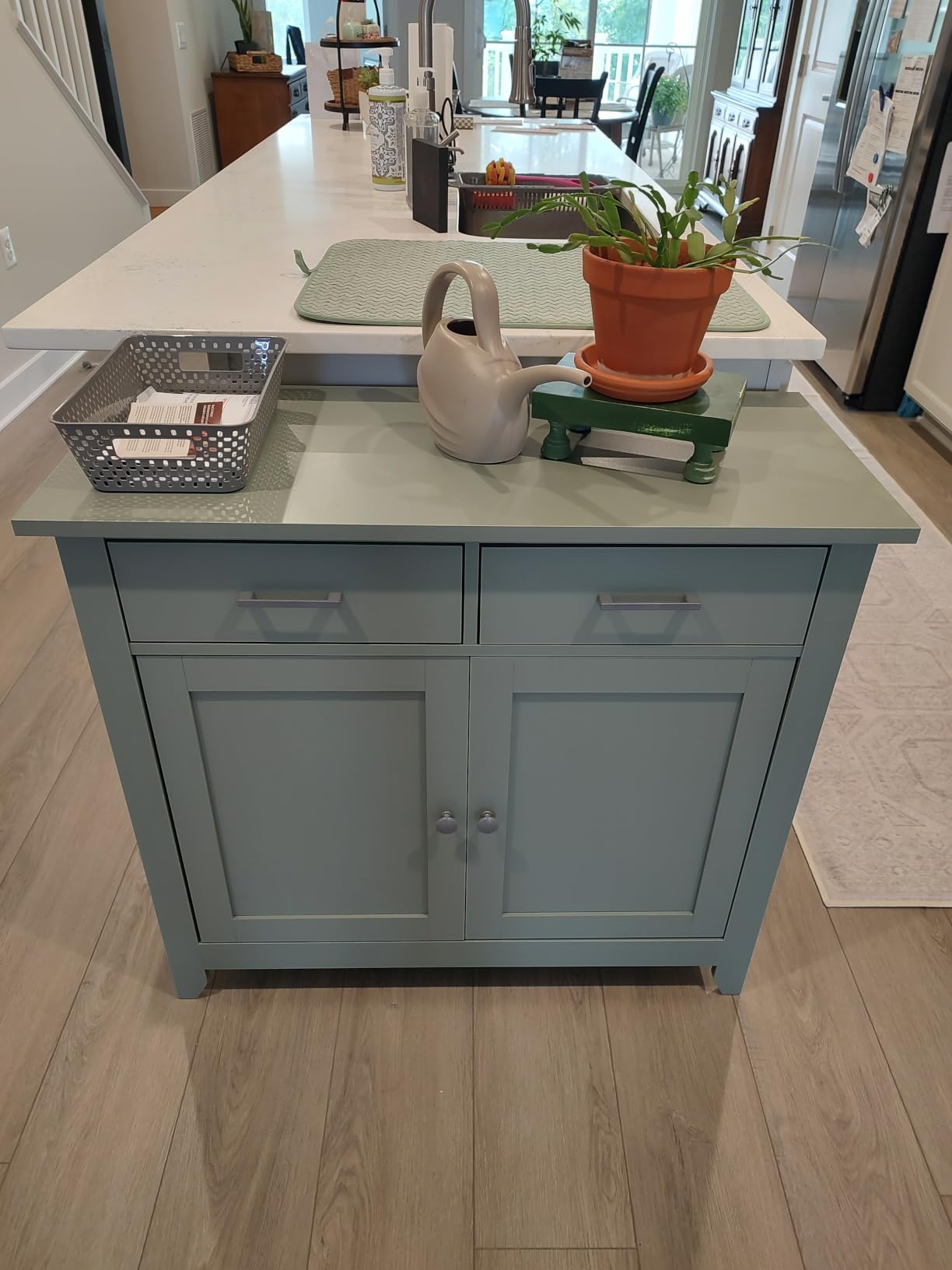 HORSTORS Farmhouse Kitchen Storage Cabinet, Small Buffet, Coffee Bar, Green | Buffet Sideboard with 2 Drawers & 2 Doors, 35.8