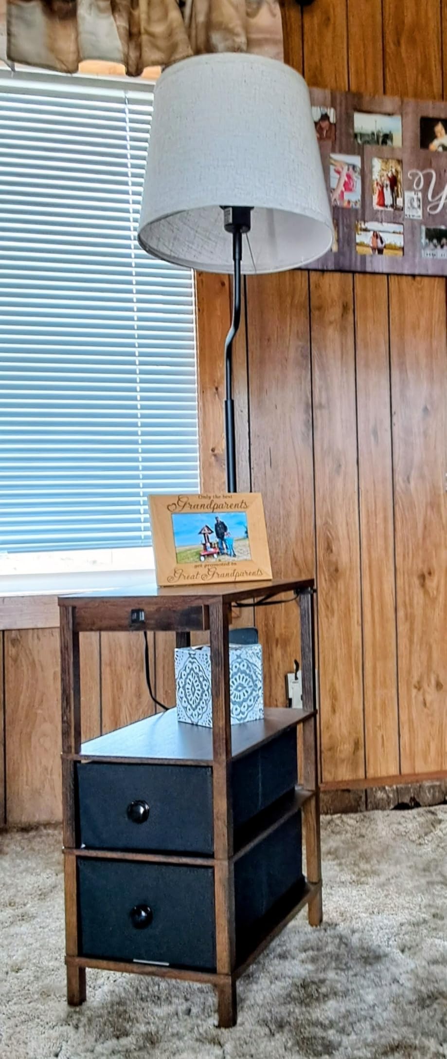 EDISHINE Floor Lamp with Table Dimmable USB Type-C Ports, Fire-Burned Wood customer photo 1