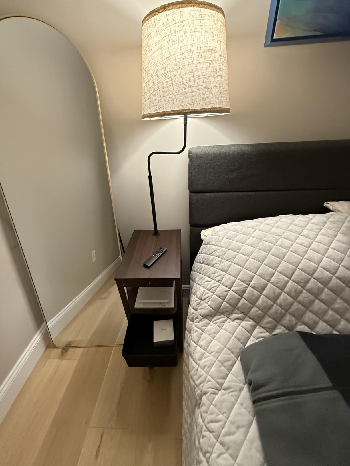 EDISHINE Floor Lamp with Table Dimmable USB Type-C Ports, Fire-Burned Wood customer photo 2