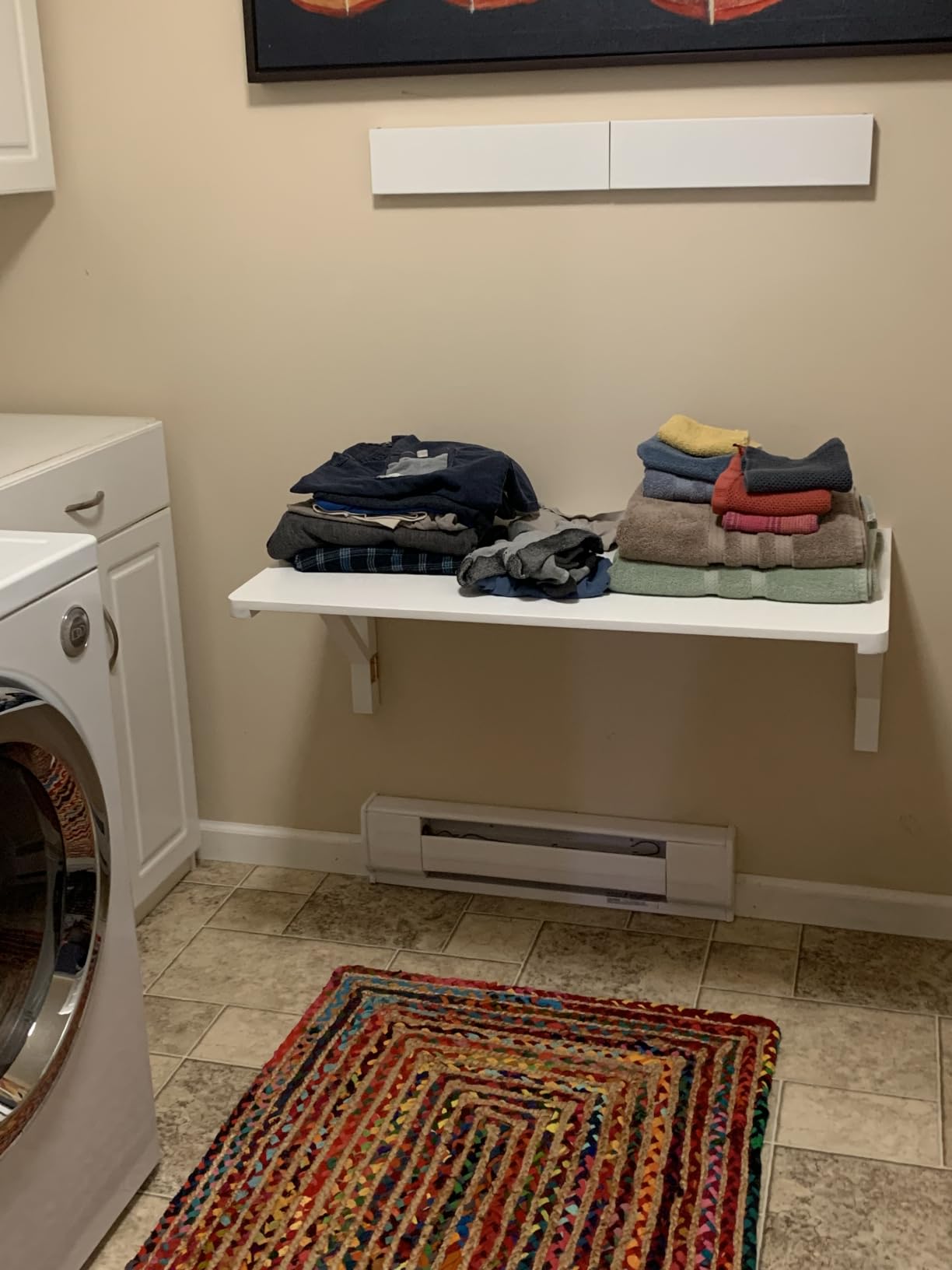 MM MELISEN Wall Mounted Desk - 32x24 Inch, Walnut Finish Solid Wood Desk for Bedroom Office or Laundry Room. Folds Down for laptops, up for Space. Ideal for Apartments, dorms, and Small Homes customer photo 2
