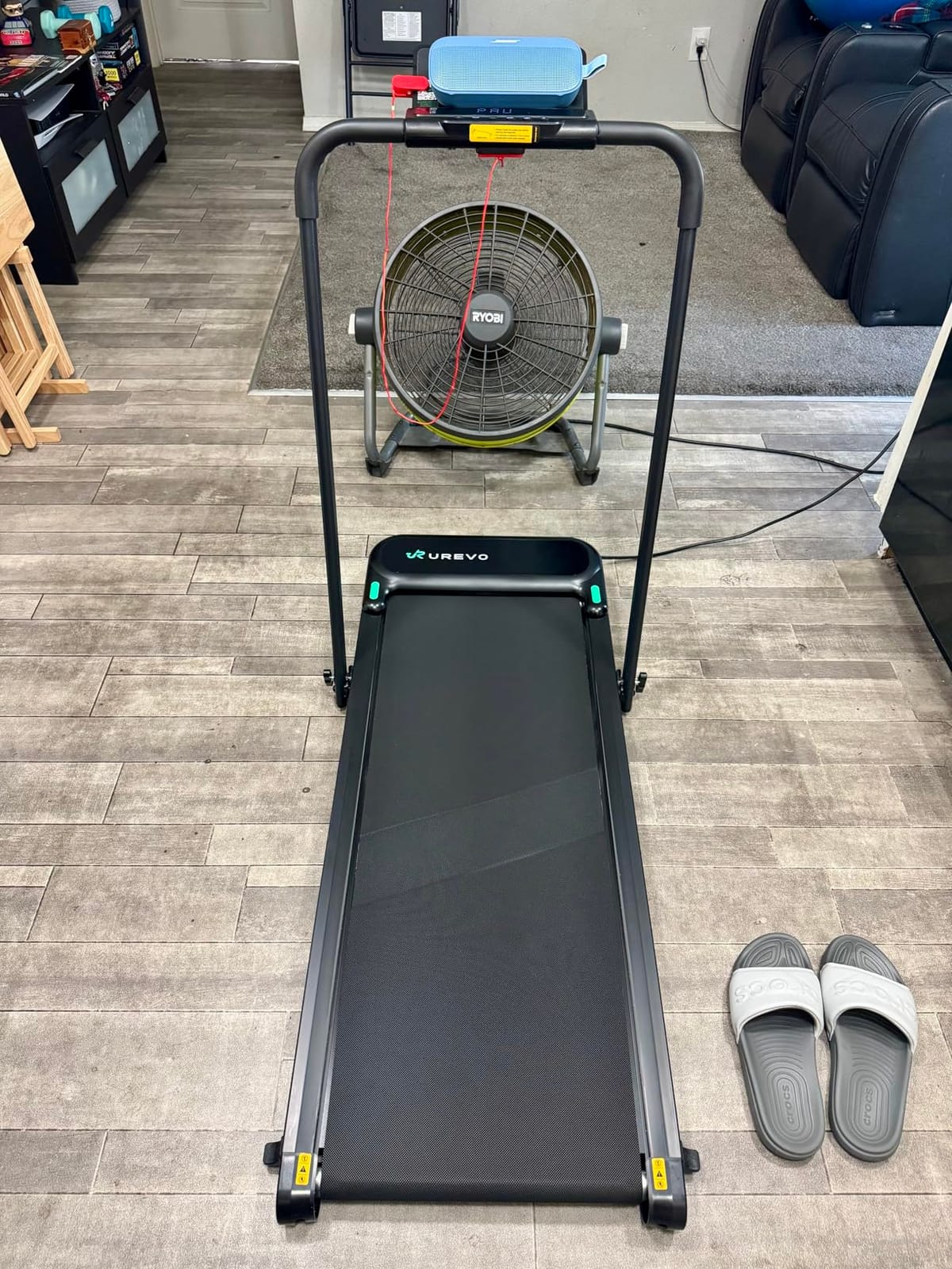 UREVO Strol 2E Smart 2-in-1 Folding Treadmill, Compact Walking Pad with Safety Handle, Plug and Play, Standing Desk Treadmill with Dual LED Display, Smart APP, Walking or Running for Home customer photo 1