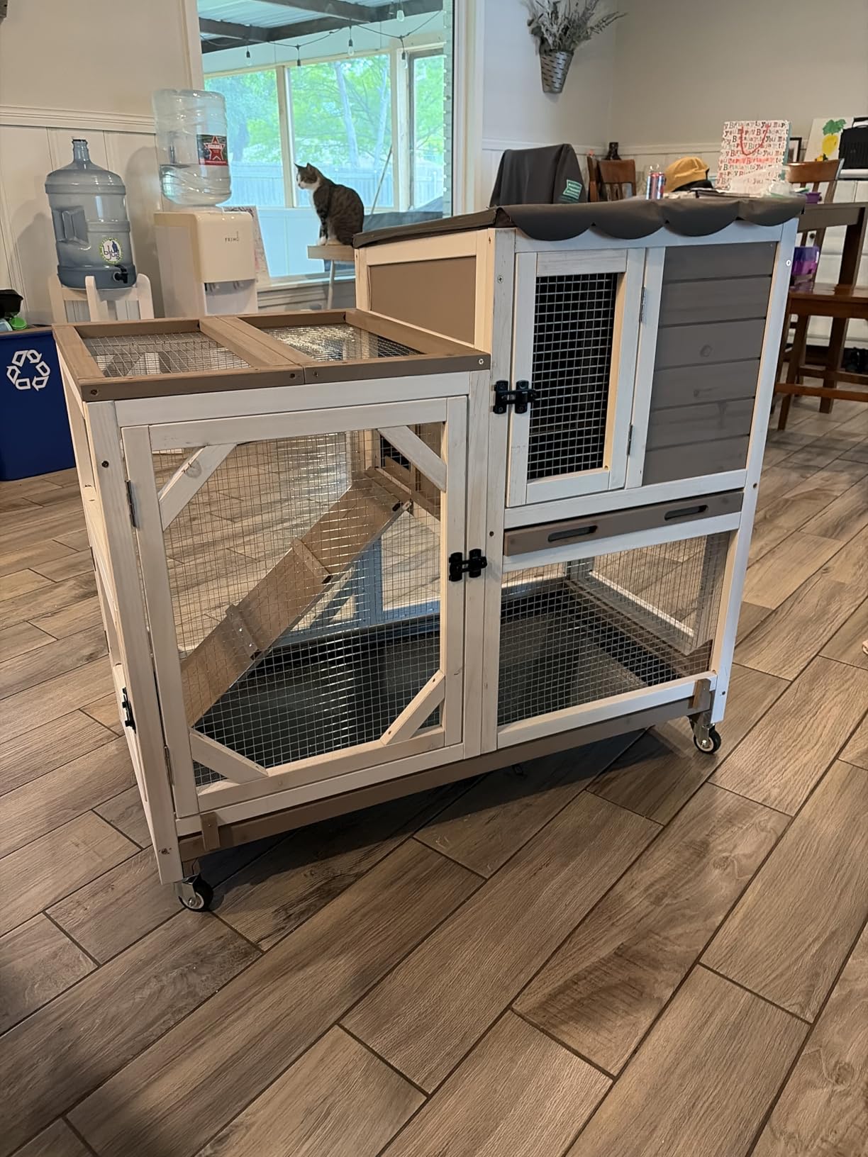 Gutinneen 2-Story Rabbit Hutch Bunny cage with Chew-Proof Ramp, Locking Leak-Proof Trays - Indoor/Outdoor 39.3