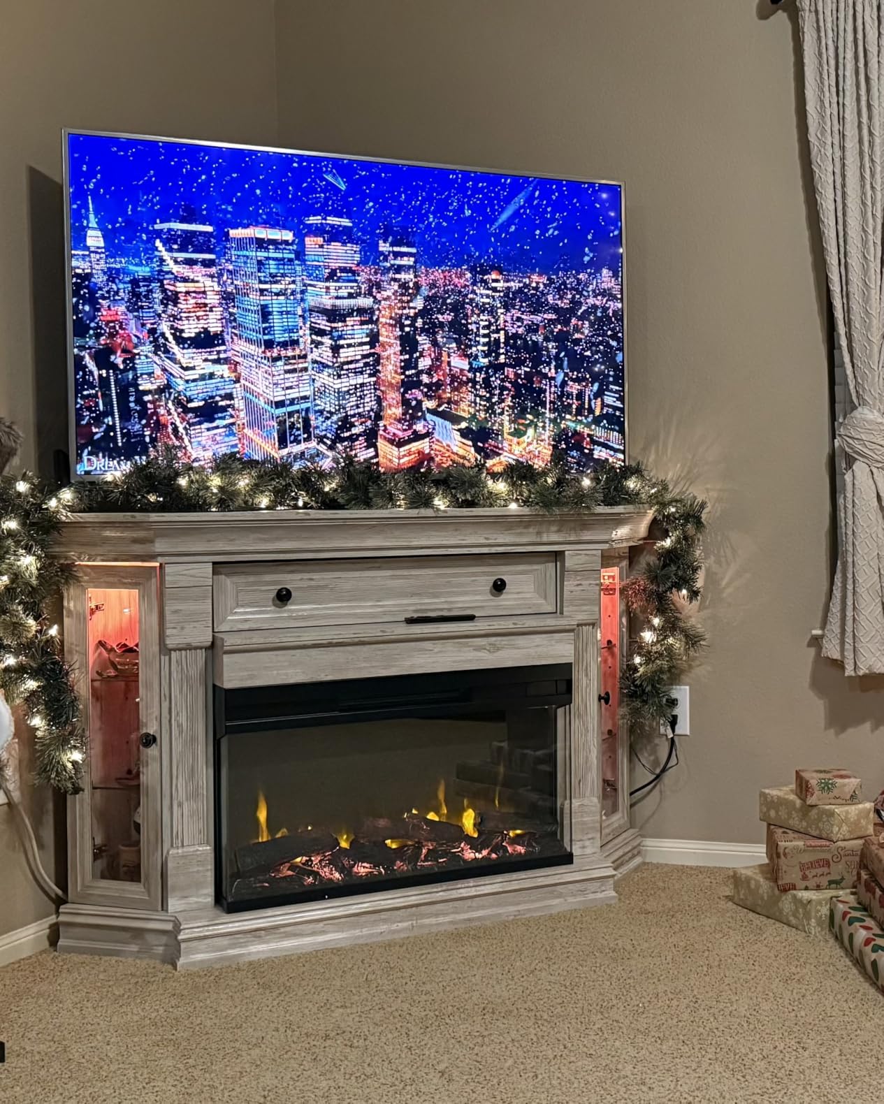 OKD Corner Fireplace TV Stand, 56