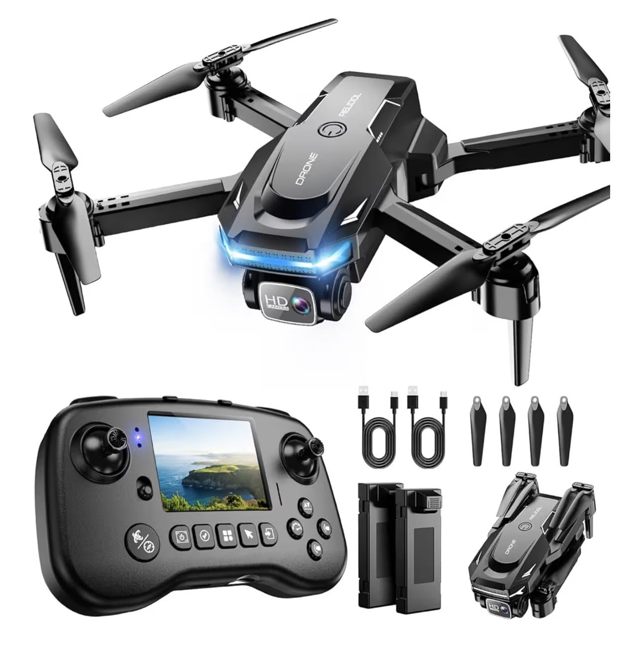 Drone with Camera, Screen on Controller Remote Control Quadcopter FPV Drone | Drone with Built-in Screen Controller for Beginners, Foldable, Gesture Control, 3D Flip, One-Key Start, and Emergency Stop customer photo 1