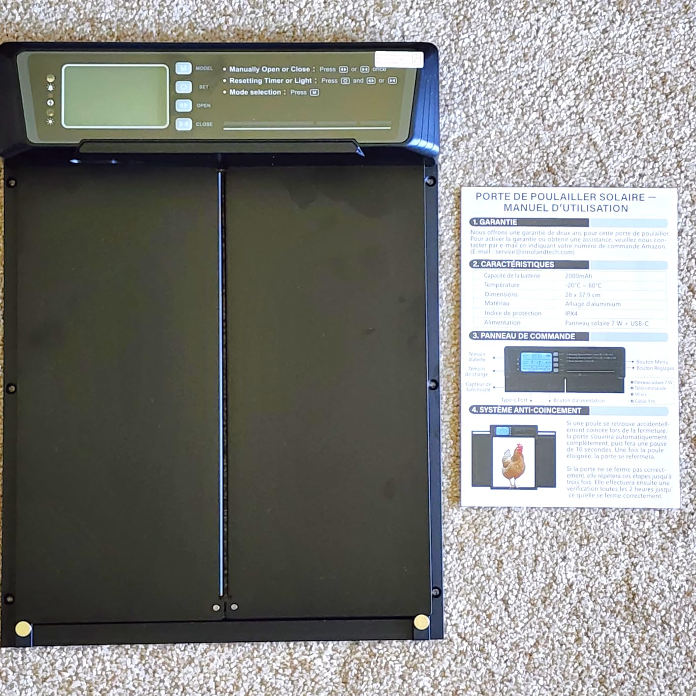Large Size Automatic Chicken Coop Door Solar Powered - Timer/Light Sensor customer photo 2
