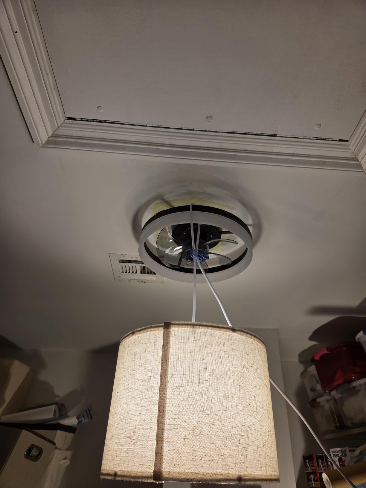 VOLISUN Low Profile Ceiling Fans with Lights and Remote, 20in Fandelier Ceiling Fan Flush Mount, 3000K-6500K Smart Bladeless LED Fan Light, White Modern Ceiling Fans with Lights for Bedroom customer photo 1