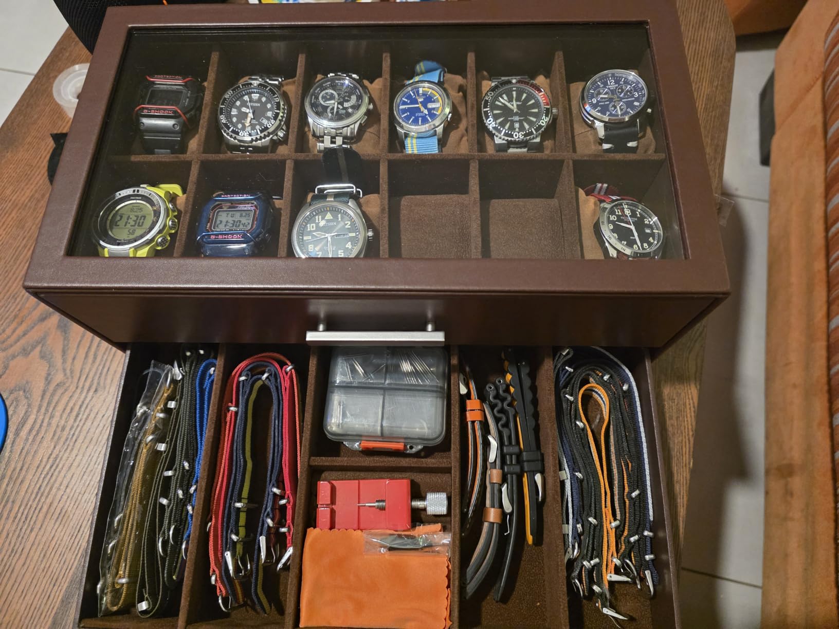 ProCase 12-Slot Watch Case for Men, 2-Tier Pull-Out Drawers Box -Black customer photo 2