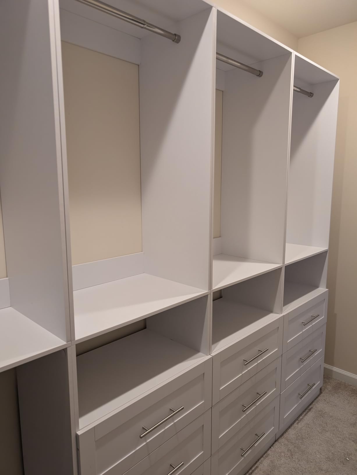 Closet System with 9 Drawers, Corner Closet Organizer Systems with 9 Shelves & 9 Hanging Rods L-Shaped Walk in Closet Freestanding Corner Tower Modular Storage System 4 Sets 2800+ Lbs Capacity White customer photo 2