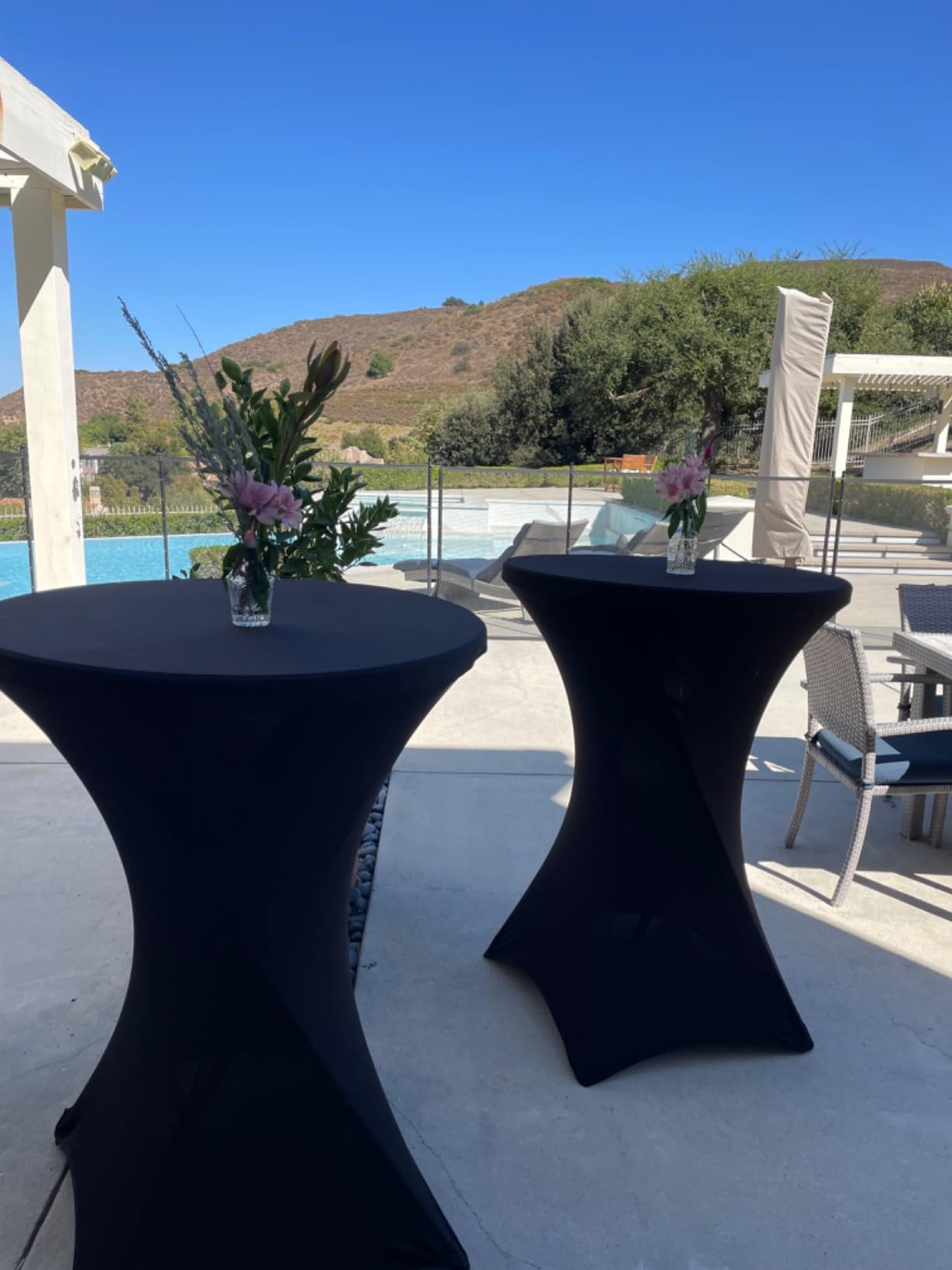 BTExpert 32” Round Bar Height Folding Table Set of 5 – 43” High Top Commercial Plastic Table, White Granite, Portable Heavy-Duty Cocktail Table for Wedding, Party, Event, Indoor Outdoor Use customer photo 1