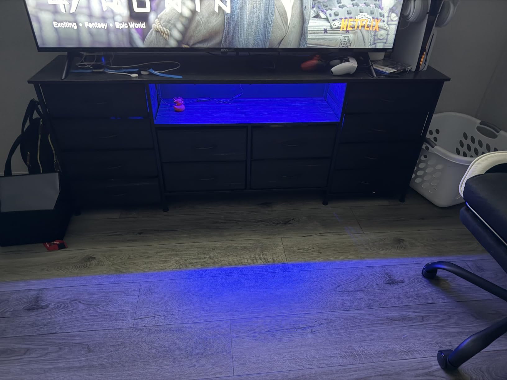 WLIVE Long LED Dresser TV Stand for 85 Inch TV, 11 Drawers, Black customer photo 2