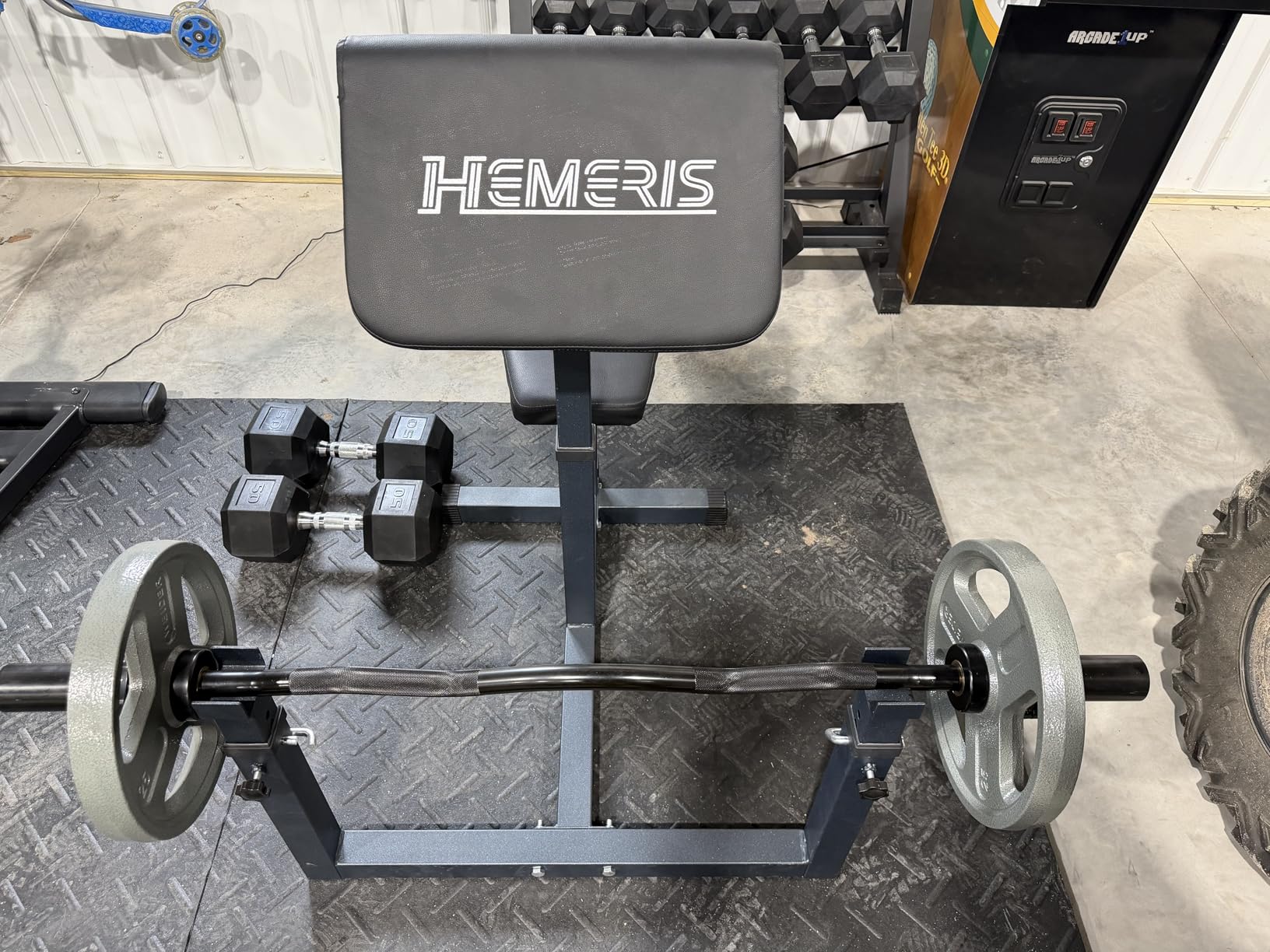 Preacher Curl Bench, Max Load 450 LBS Strength Training Bench Home Gym Bench Fitness Equipment, 6-Level Seated Barbell Dumbbell Bicep Curl Machine Weight Bench customer photo 2