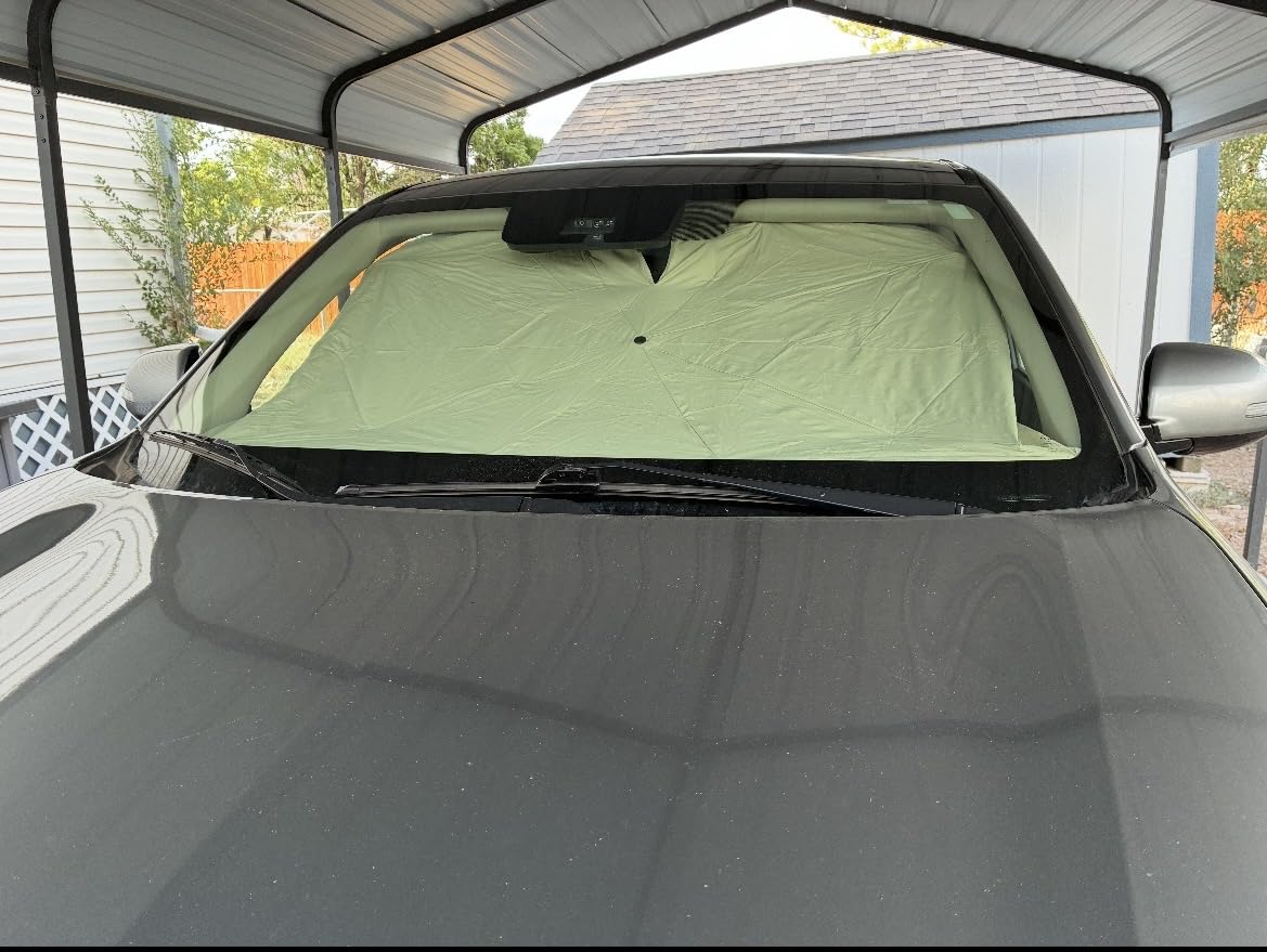 Nmoiss Windshield Sun Shade Umbrella for All Jeep Wrangler & Gladiator - [Vinyl Coating Heat Shield] Protect Car from Sun Rays & Heat Damage Keep Cool and Protect Interior, Spring Structure Edge customer photo 1