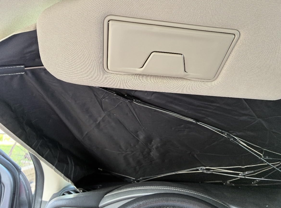 Nmoiss Windshield Sun Shade Umbrella for All Jeep Wrangler & Gladiator - [Vinyl Coating Heat Shield] Protect Car from Sun Rays & Heat Damage Keep Cool and Protect Interior, Spring Structure Edge customer photo 2