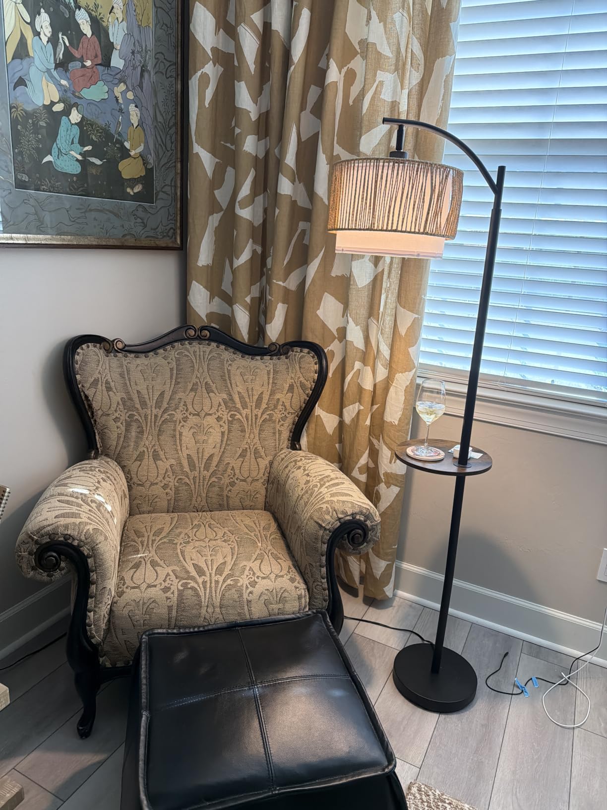 PESRAE Rattan Floor Lamp for Living Room, Farmhouse Arc Standing Lamp customer photo 2