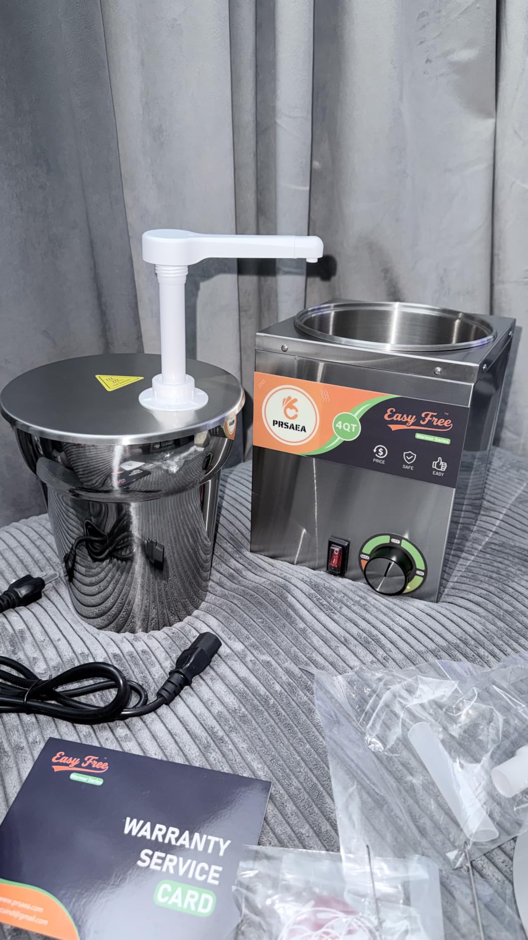 Original 4QT Nacho Cheese Dispenser Warmer, Food-Grade Stainless Steel Cheese Warmer with 2 Pump, Commercial Smart Nacho Cheese Machine for Parties, Catering and Events (Includes Tags & Trays) customer photo 1
