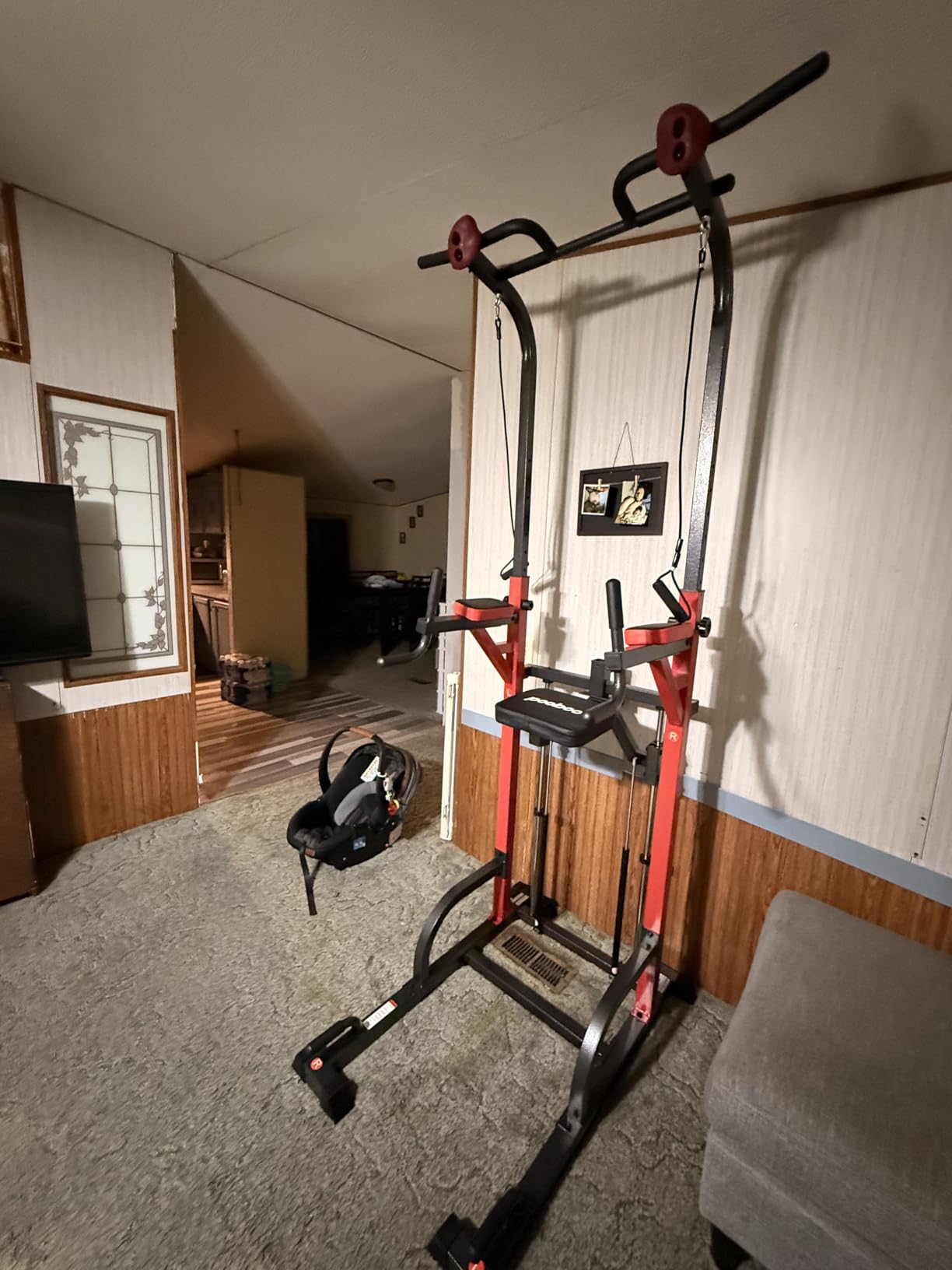 Pull Up Bar Power Tower Dip Station, 450LB Adjustable Home Gym Equipment | 11-height adjustment supports pull ups, dips, knee raises, push ups and versatile full-body strength training. customer photo 1