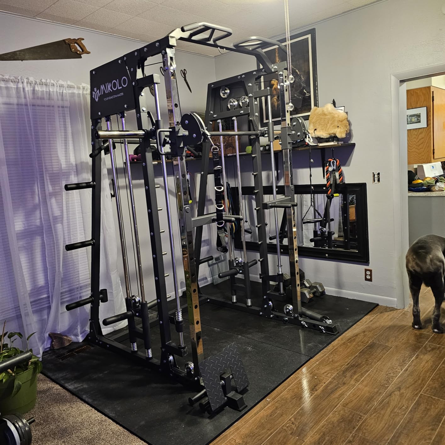Mikolo M4 2.0 Lite Smith Machine, 2200LBS Power Cage with LAT Pulldown & Cable Crossover, All-in-One Home Gym Squat Rack with Aluminum Pulley System for Full-Body Workouts customer photo 2