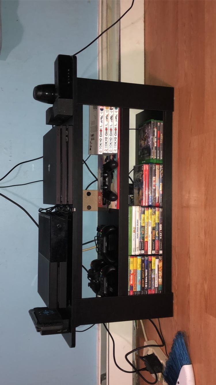Furinno ECON TV Stand, 4-Tier Corner Petite Entertainment Center, Open Frame TV Console for TV up to 32 Inch, Easy Assembly, for Living Room, Bedroom, Amber Pine customer photo 1