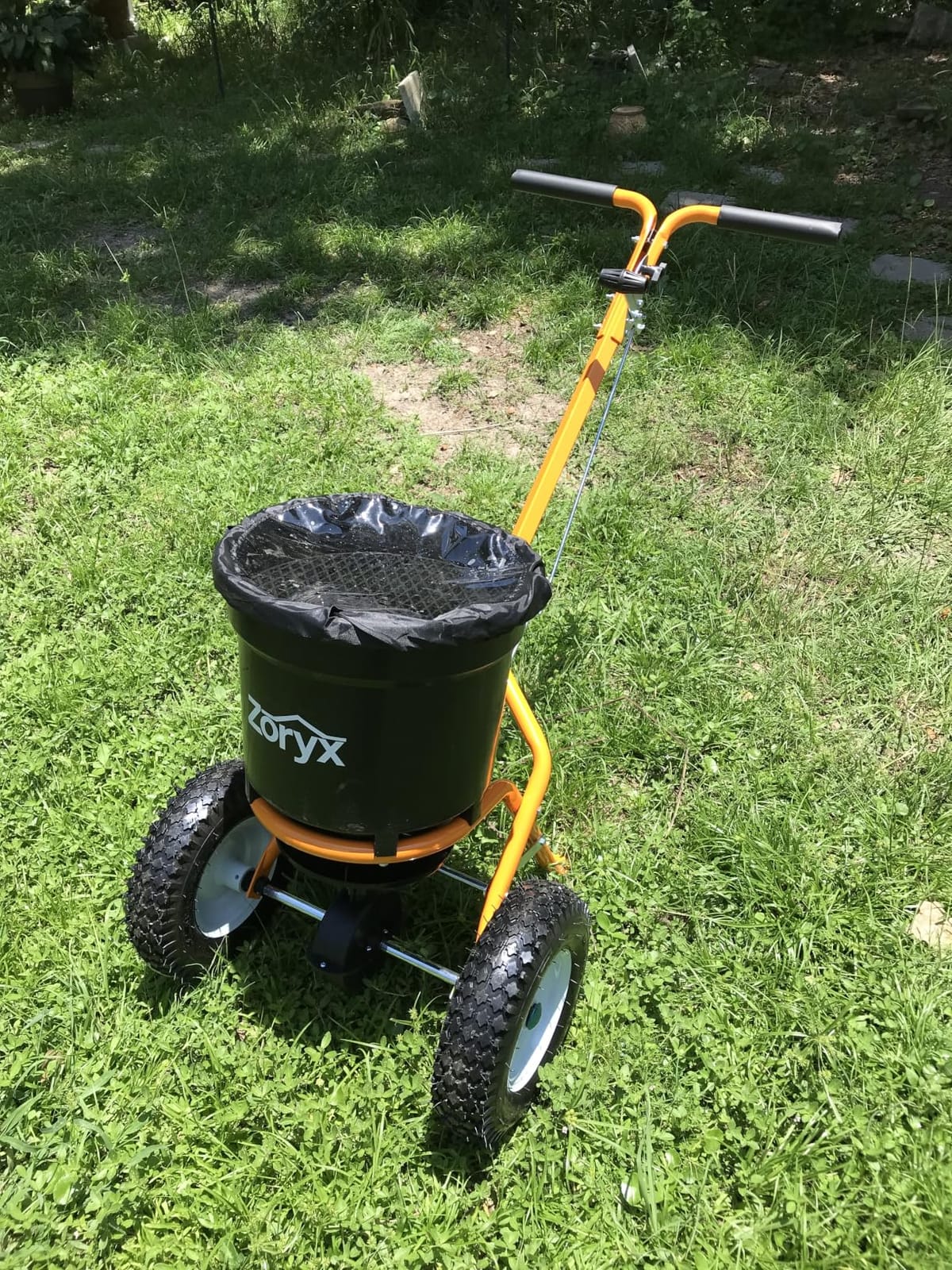 ZORYX 50LB Walk-Behind Broadcast Spreader, Heavy Duty Push Spreader for Fertilizer, Seed, Salt, Ice Melt, 13