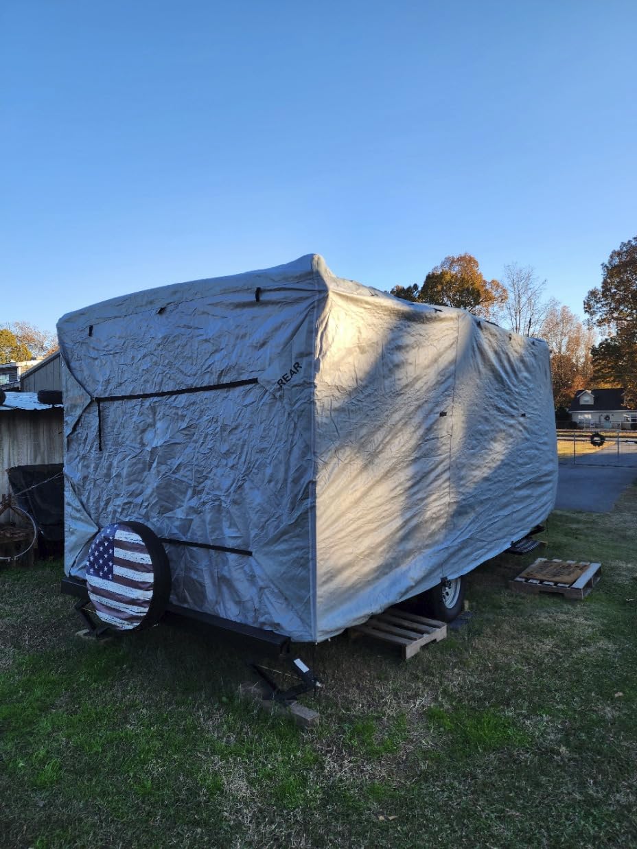 VINPATIO RV Cover 20-22ft: 9 Layers Heavy Duty RV & Trailer Cover, Travel Trailer Cover, Camper Cover, Toy Hauler Cover with Extra Windproof Straps, Tongue Jack Cover, Gutter Covers customer photo 1
