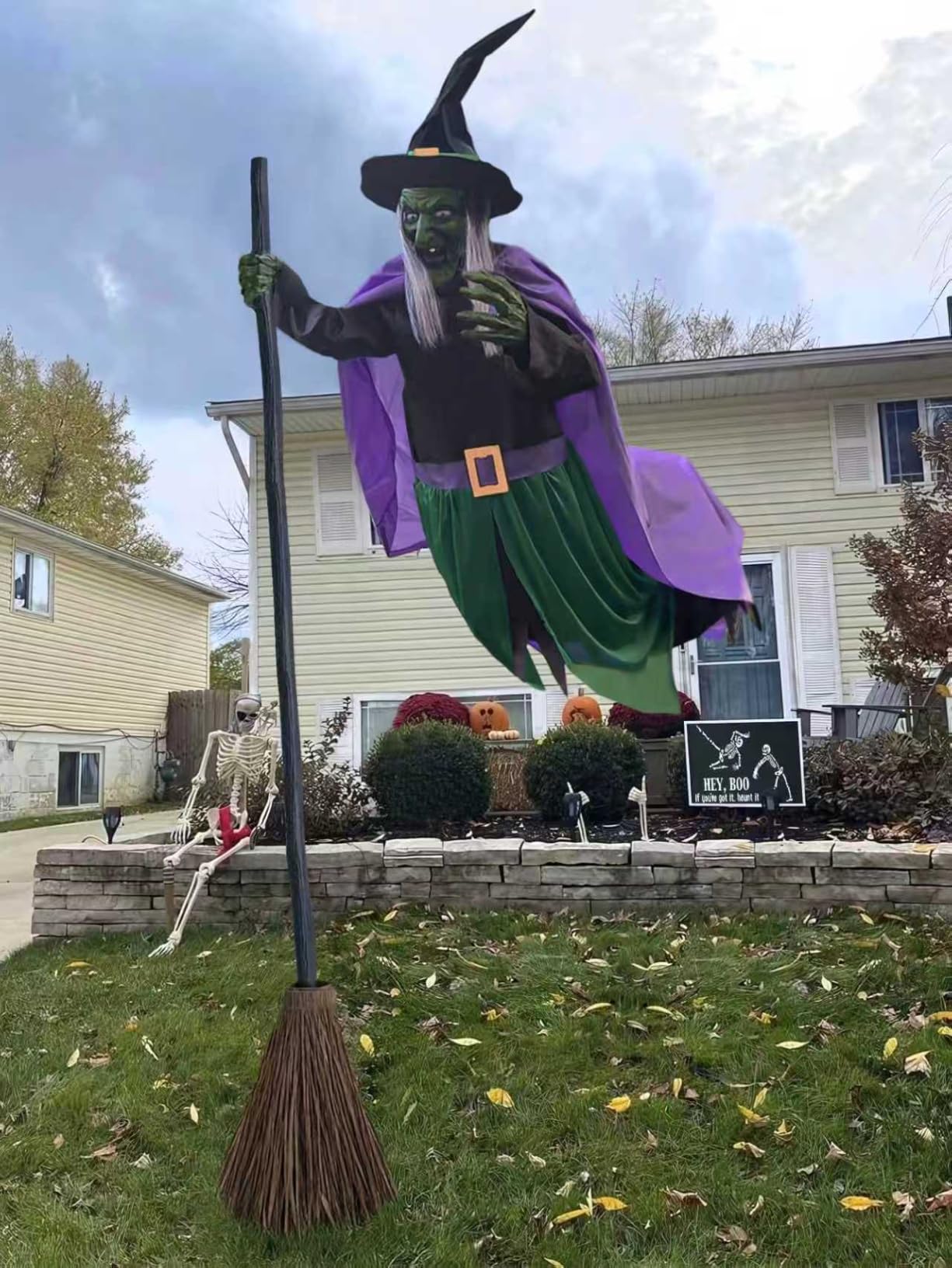 Halloween Decorations Outdoor - 11.5 Ft Animated Hovering Witch Animatronics - Sound & Touch Activated Sensor - Scary Decor Props for Home Outside Garden Yard Lawn customer photo 2