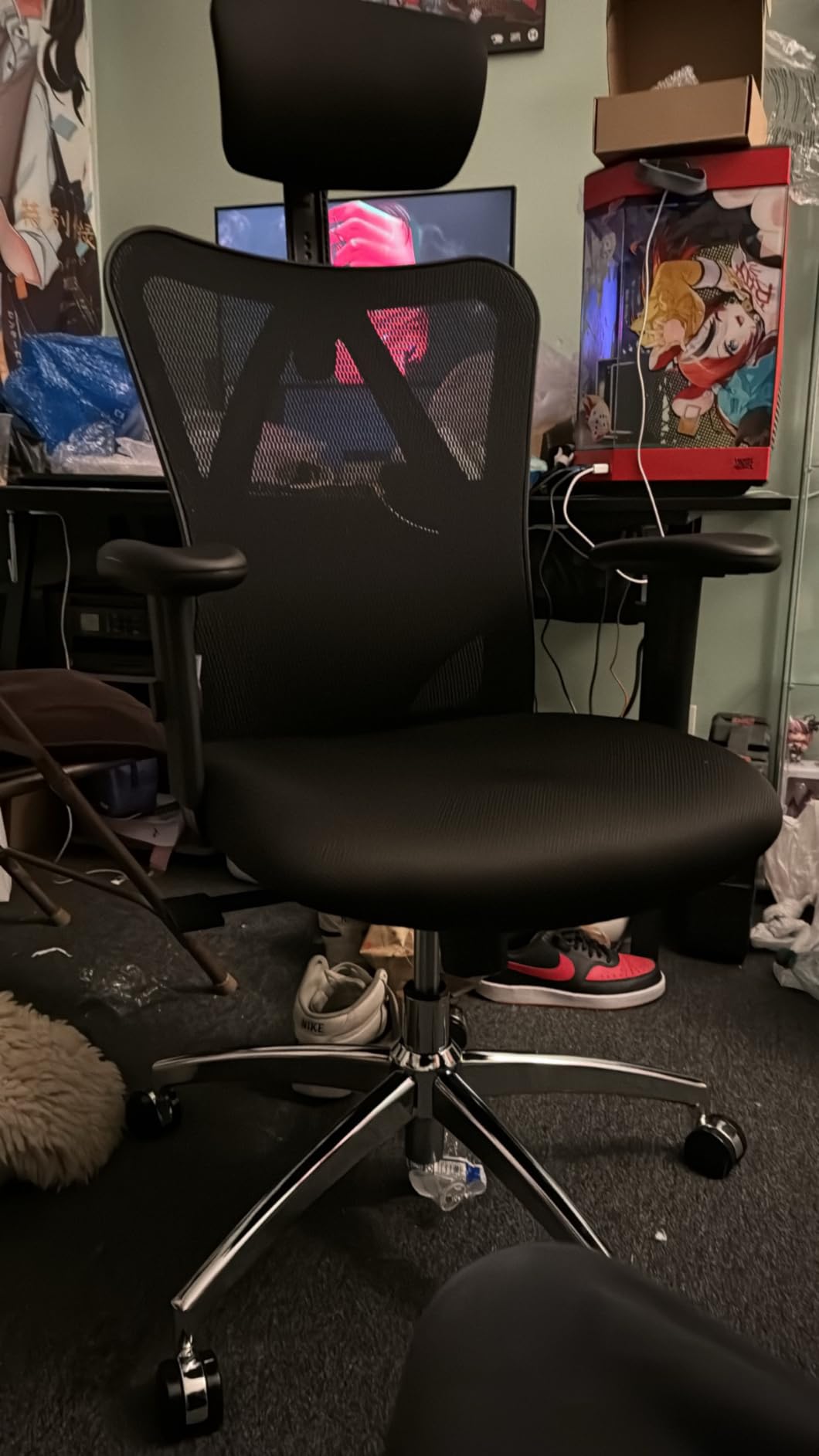 SIHOO B100 PRO Ergonomic Mesh Office Chair with Footrest | Desk Chair With Adaptive Lumbar Support, Wide Headrest, 360° Rotatable Flip-Up Armrests, Grey customer photo 2