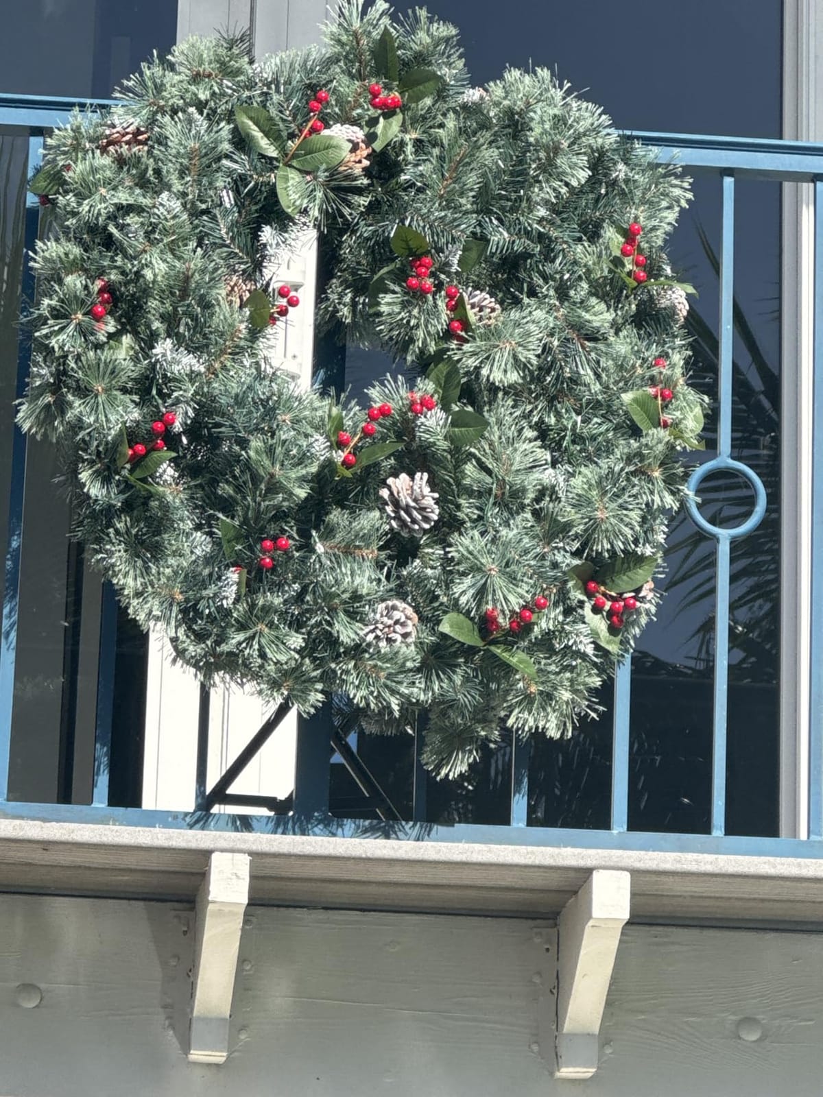 Hykolity 24 Inch Pre-Lit Christmas Wreath with 30 Warm White LED Lights and Timer, Battery Operated Artificial PE & PVC Wreath with Multicolor Ornaments and Glittered Gold Leaves for Front Door customer photo 1