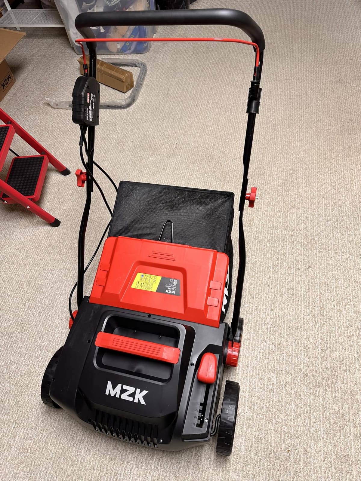 MZK Lawn Dethatcher Electric Scarifier with Bag, 15-Inch | Wider 15-inch path, adjustable height, and 8-gal collection bag help improve lawn airflow and growth customer photo 2