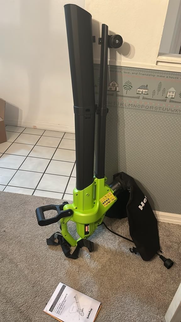 3-in-1 Leaf Vacuum Mulcher, 450 CFM Corded Blower | Delivering 158 MPH, this orange tool with a 40L bag easily blows, vacuums, and mulches leaves for fast lawn & yard cleanup. customer photo 1