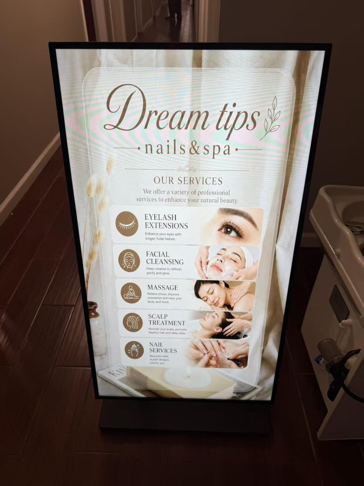 55 Inch Outdoor Digital Signage Kiosk, IP65 Waterproof Portable A-Frame LCD Display with Rechargeable Battery, 2000-Nit Auto-Brightness and Impact-Resistant Screen for Retail Store customer photo 1