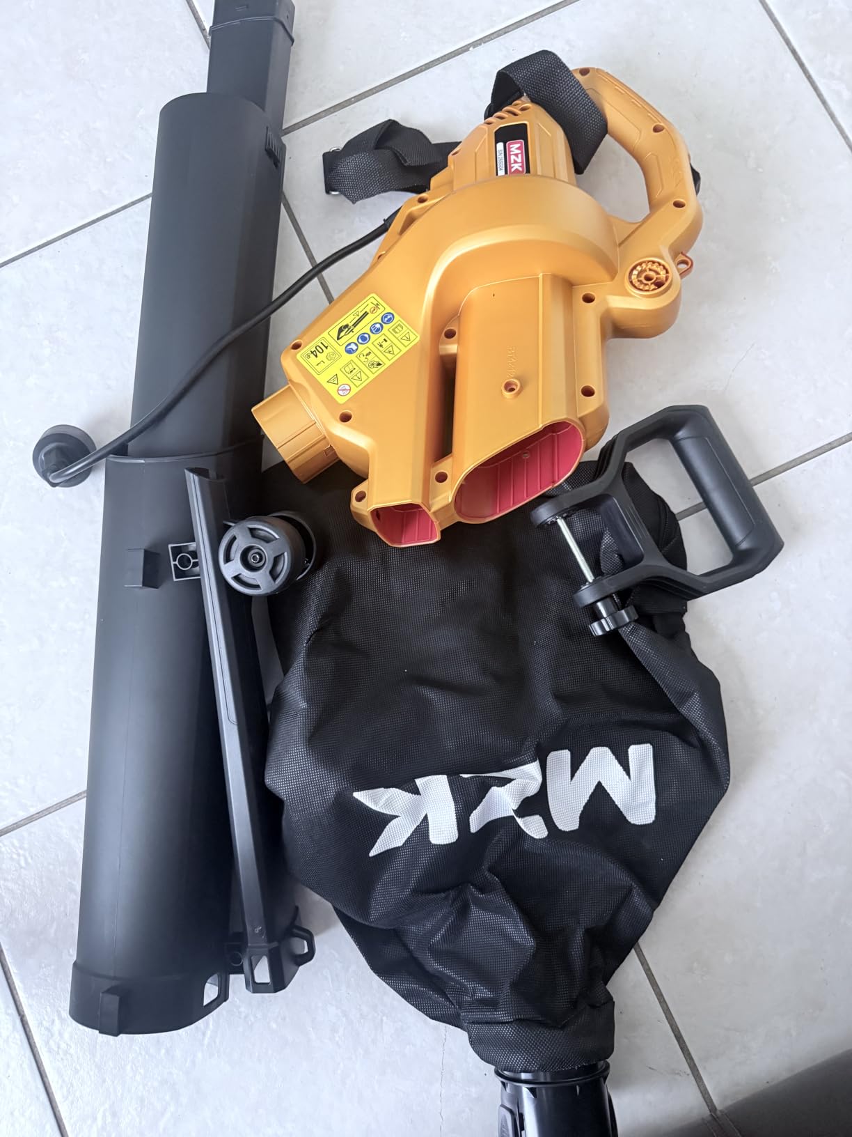 MZK 3-in-1 Electric Leaf Blower Vacuum Mulcher, Corded, Red | Blows, vacuums, and mulches leaves with 460 CFM airflow and 40L bag for gardens, yards, and walkways. customer photo 1