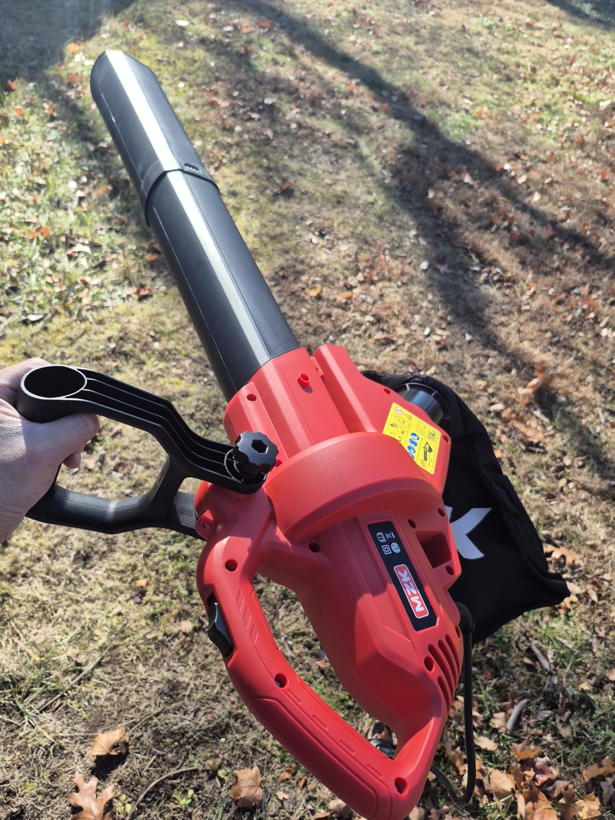 MZK 3-in-1 Electric Leaf Blower Vacuum Mulcher, Corded, Red | Blows, vacuums, and mulches leaves with 460 CFM airflow and 40L bag for gardens, yards, and walkways. customer photo 2