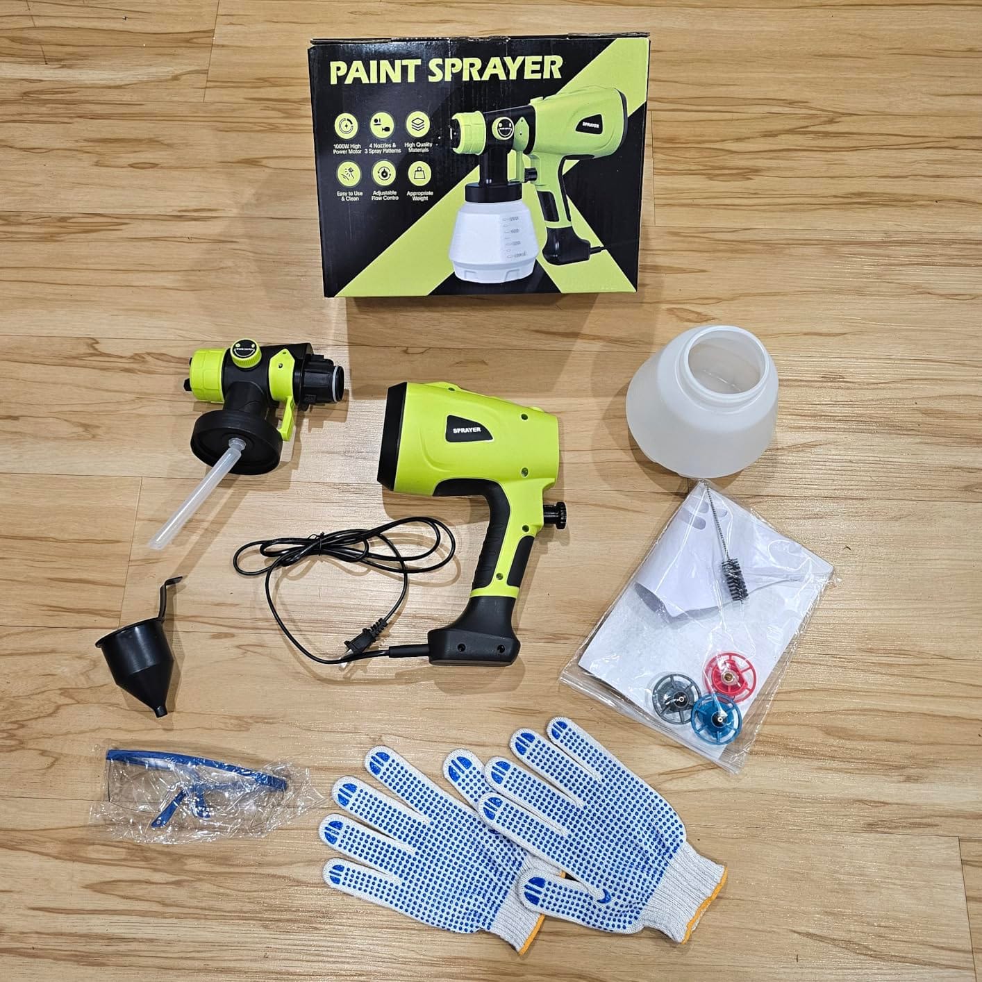 1000W High Power Paint Sprayer - HVLP Electric Spray Paint Gun with 4 Copper Nozzles & 3 Patterns, Large Capacity Power Painter for Furniture, Cabinets, Fence & House Painting Yellow customer photo 1