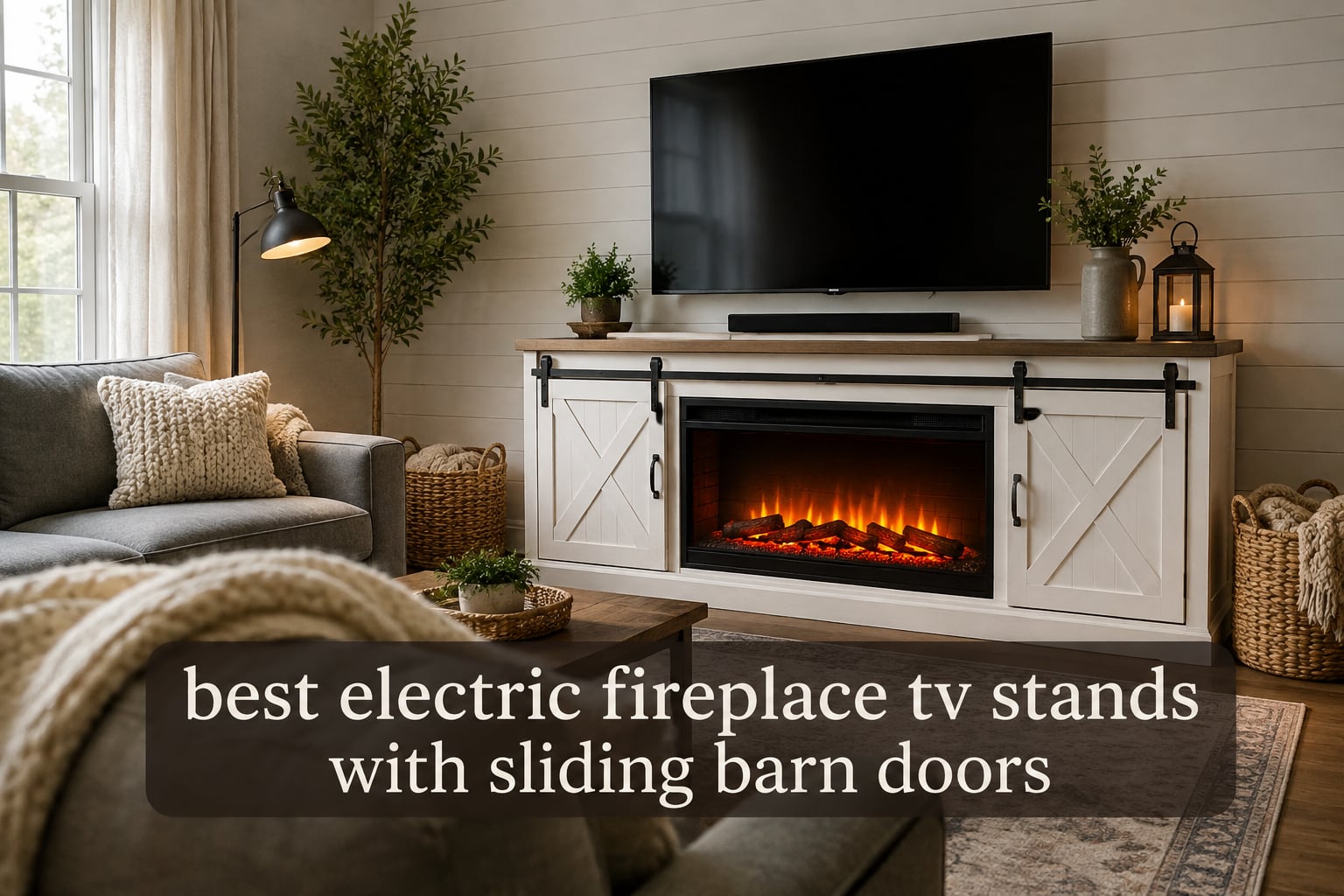 best electric fireplace tv stands with sliding barn doors