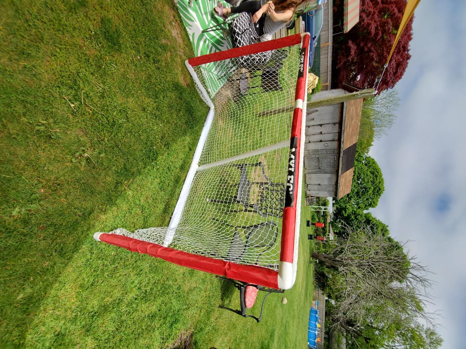 Mylec Official Regulation Sized PVC Hockey Goal for Indoor + Outdoor (6 x 4 Feet), Lightweight & Portable, Sleeve Netting System (Red, 14 Pounds) customer photo 2