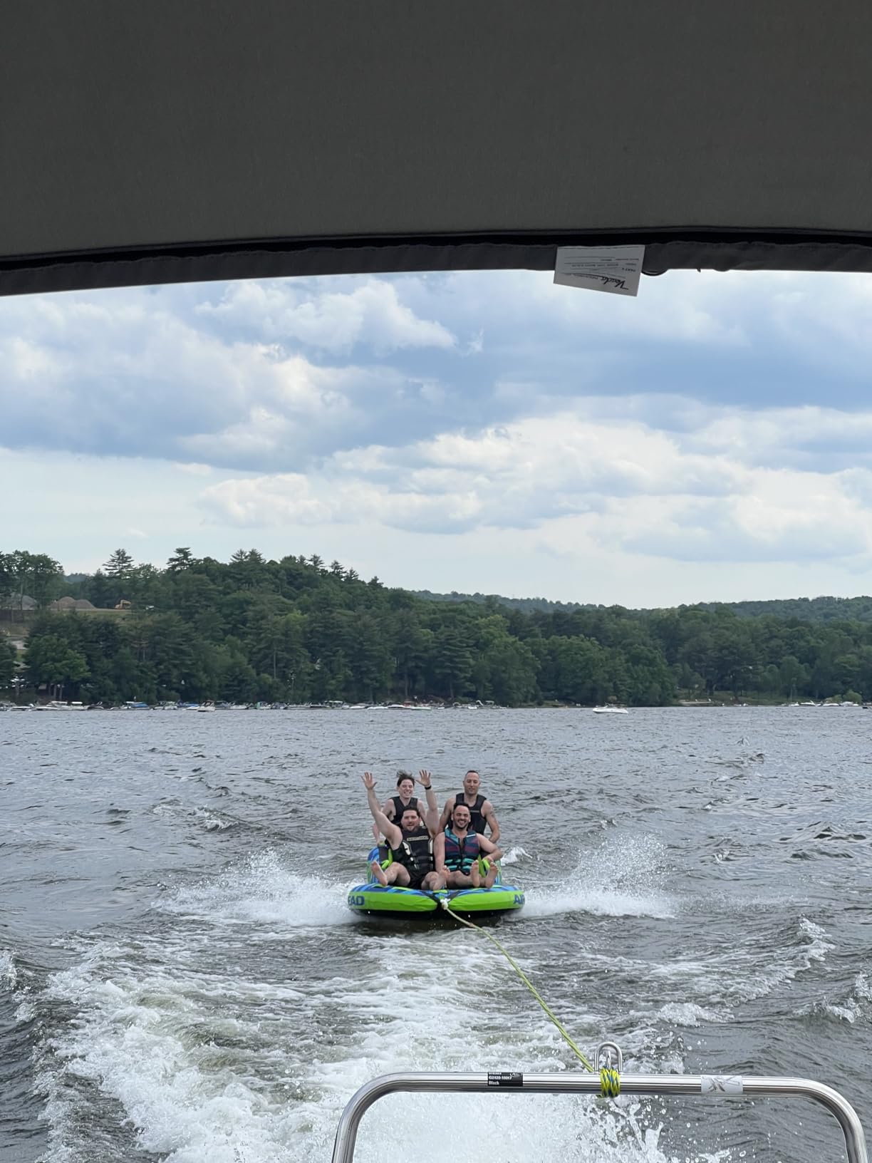 Airhead Switch Back Towable Tube for Boating, 1-4 Rider Inflatable Boat Tube for Water Tubing, Dual Seating Positions with Backrest & Side Panels, Full Nylon Cover, Kwik-Connect, Speed Safety Valve customer photo 2