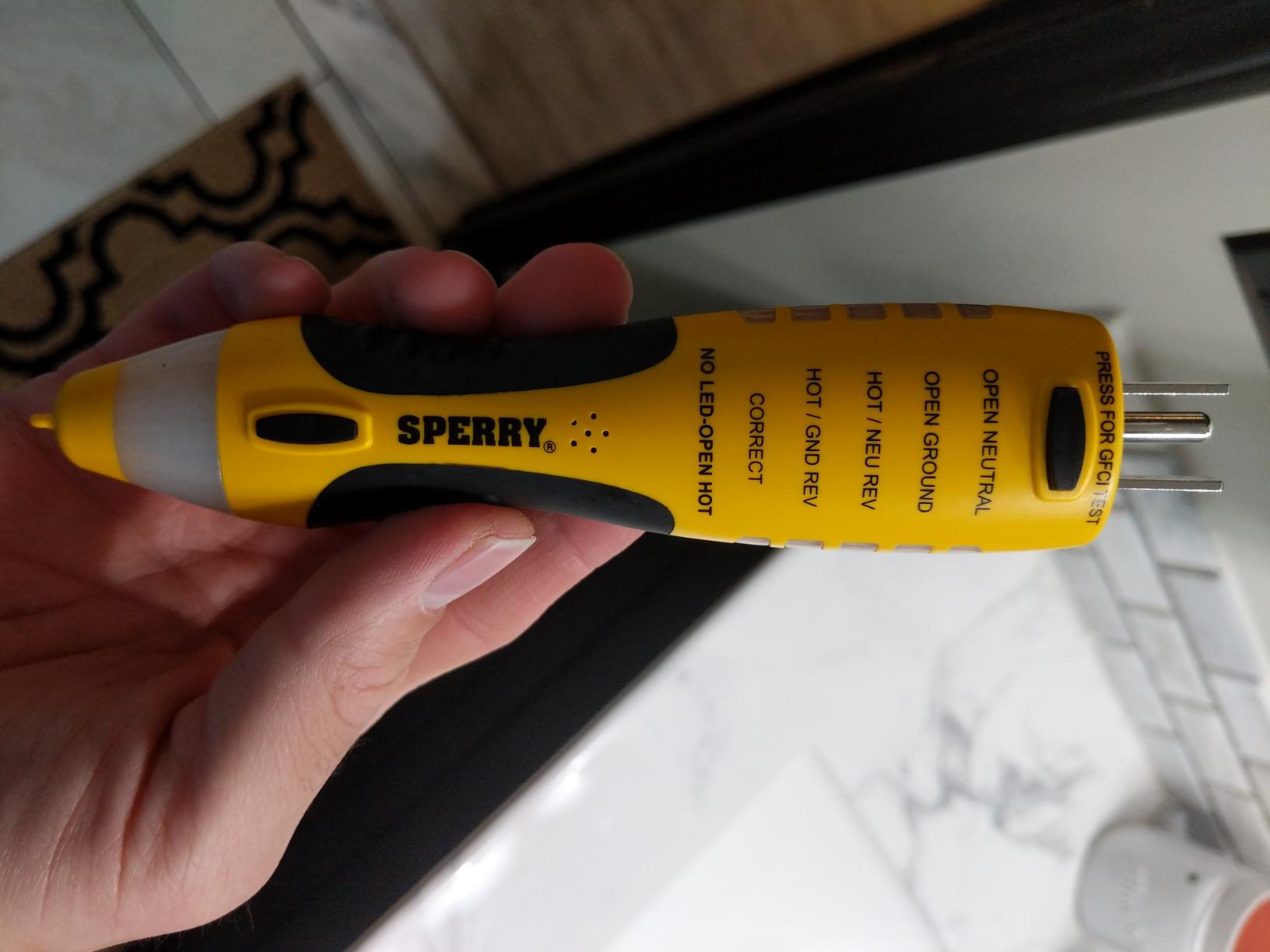 Sperry Instruments VD7504GFI DualCheck 2-in-1 Non-Contact Voltage Detector + GFCI Outlet Circuit Analyzer, 360° Visual & Audible Indicators, 50-1000V AC, 250 lb. Crush Rating customer photo 2