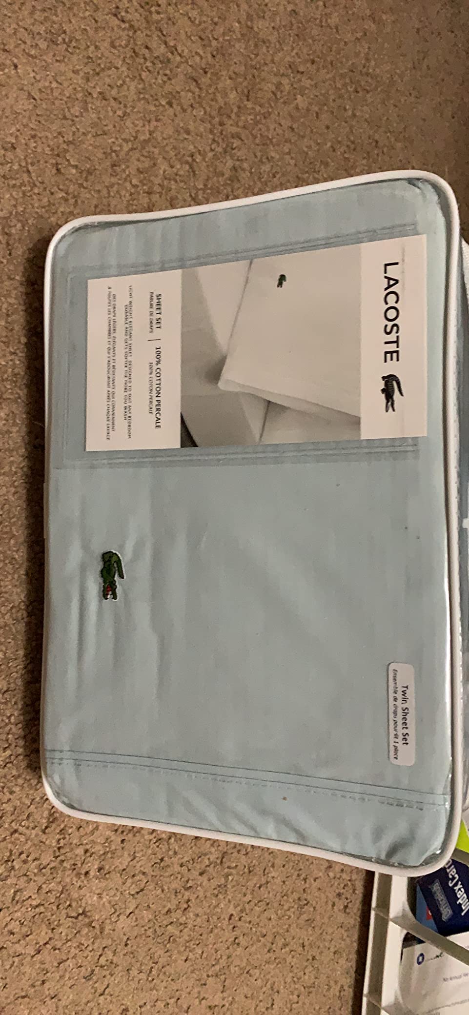 Lacoste 100% Cotton Percale 4-Piece Sheet Set, White, Queen customer photo 1